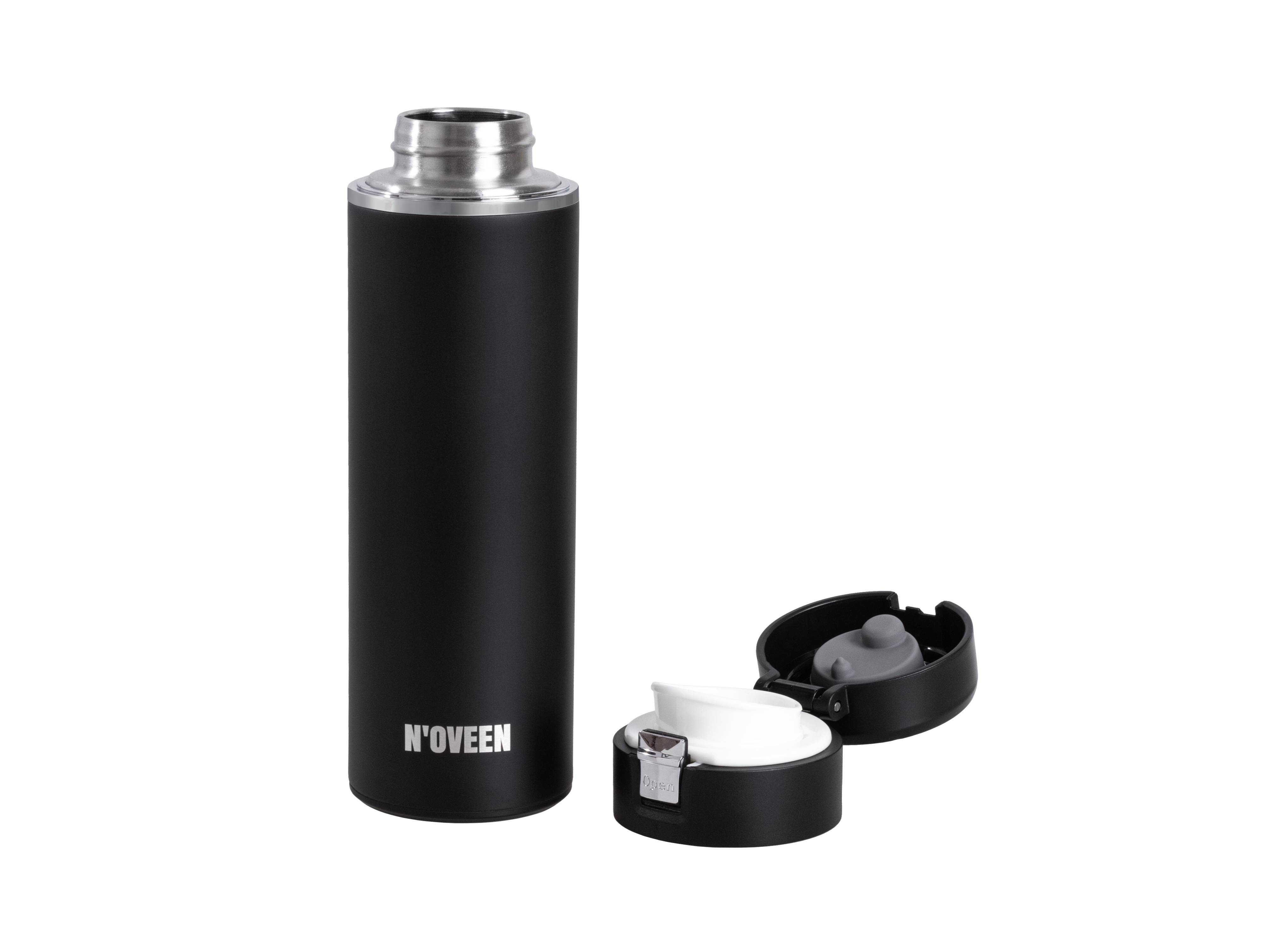 Thermoflasche Trinkflasche Noveen 400 ml Edelstahl Schwarz