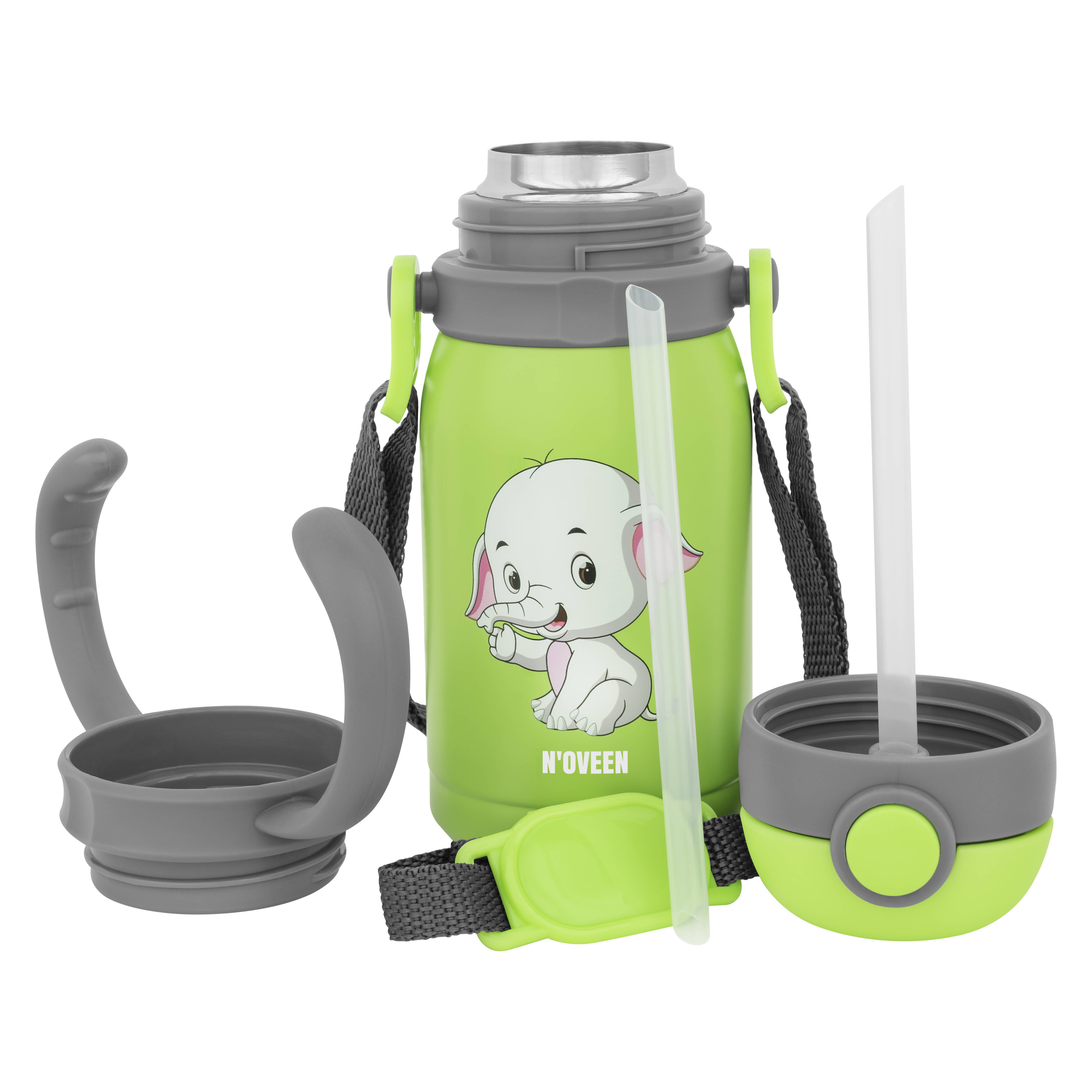 Noveen Thermo-/Isolierbecher Edelstahl für Kinder mit Elefanten Aufdruck Grün