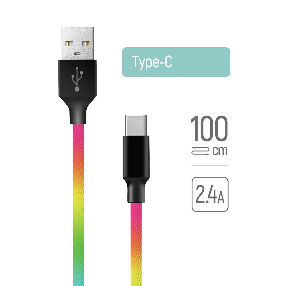 Ladekabel ColorWay USB - Typ-C 2,4A 1m mehrfarbig