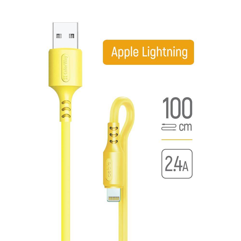 Ladekabel ColorWay USB - Apple Lightning (weiches Silikon) 2,4A 1m gelb