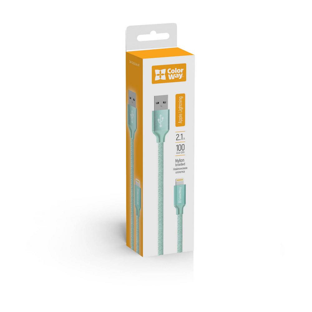Ladekabel ColorWay USB - Apple Lightning 2.1A 1m minze