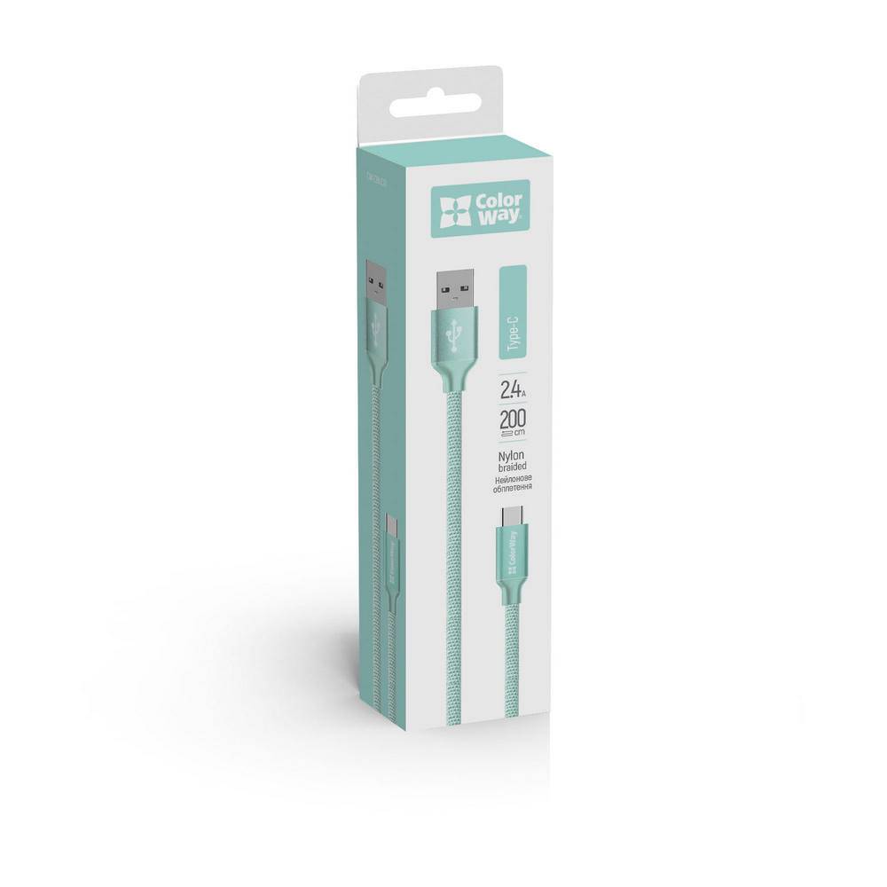 Ladekabel ColorWay USB - Typ-C 2,4A 2m minze