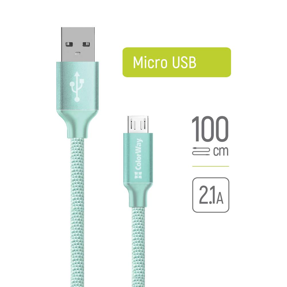 Ladekabel ColorWay USB - MicroUSB 2.1A 1m mint