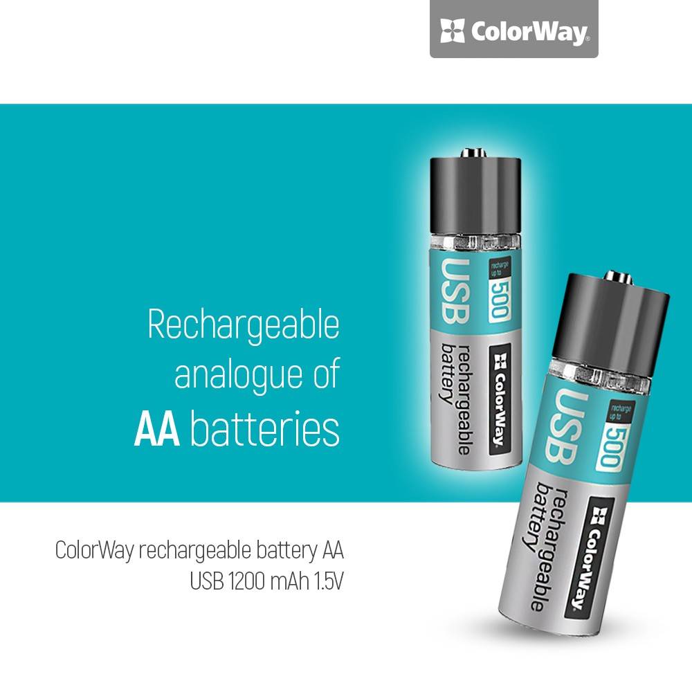 ColorWay wiederaufladbare AA 1200mAh Batterien 2 Stück