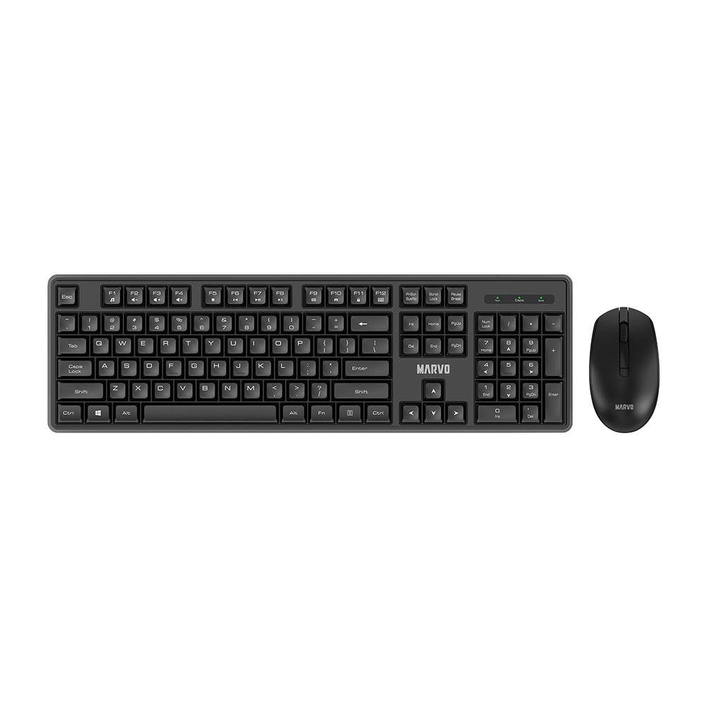 MARVO WS005BK Kabelloses Set Tastatur & Maus, Schwarz