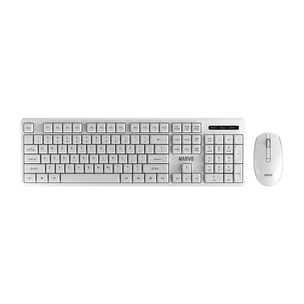 MARVO WS005WH Kabelloses Set Tastatur & Maus, 1600 DPI