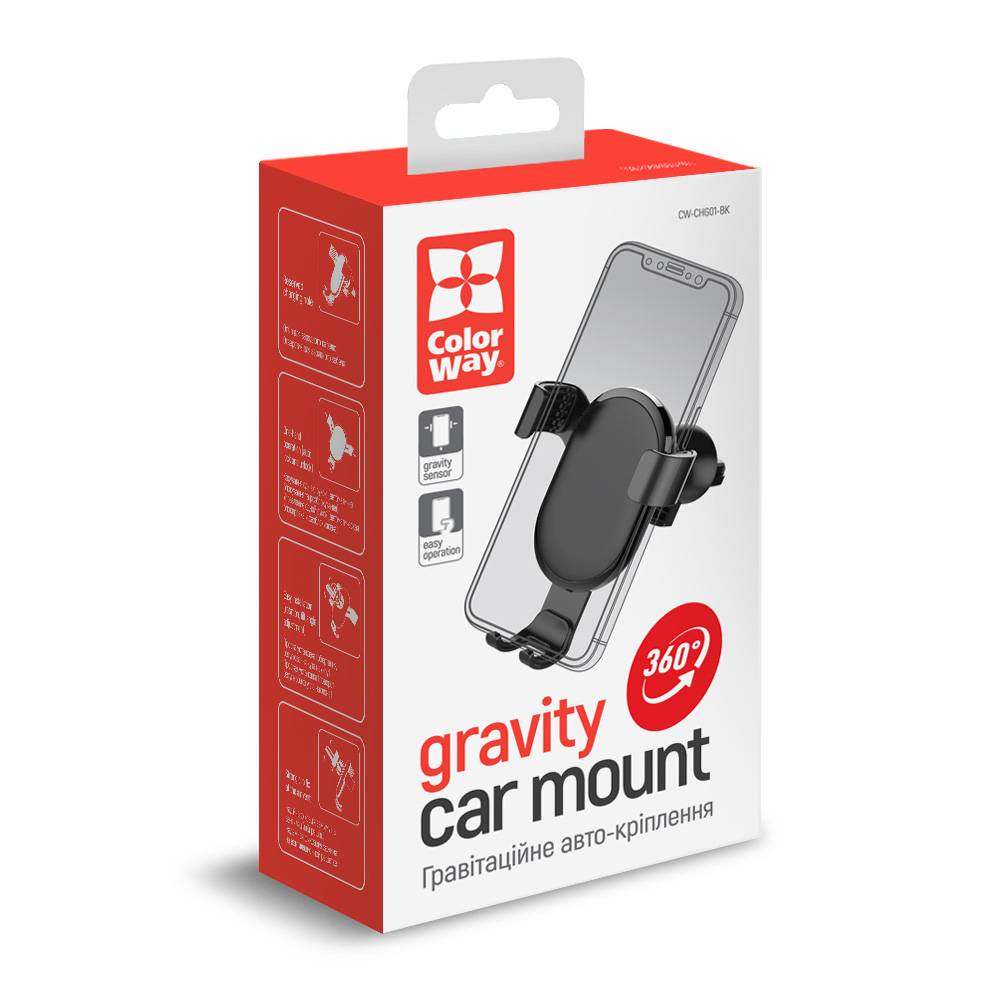 ColorWay Metallic Gravity Holder für Smartphone Schwarz, 6.5, Einstellbar, 360 °