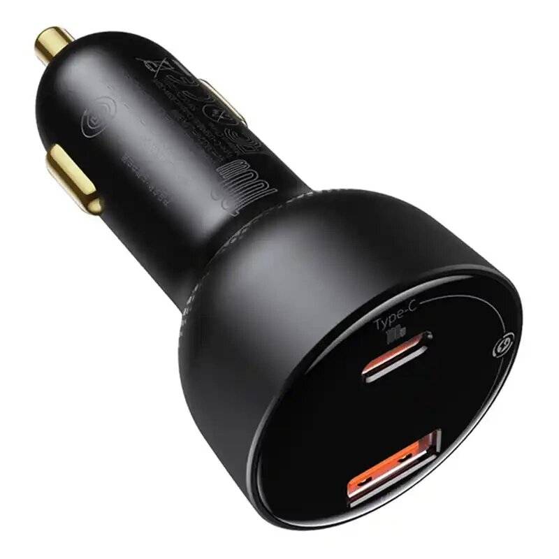 Autoladegerät Baseus Superme, USB, USB-C, 100W + USB-C Kabel (schwarz)