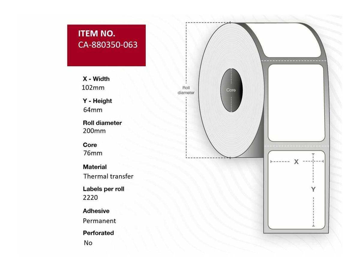 Capture Polyester - permanenter Klebstoff - weiß - 102 x 64 mm 8880 Etikett(en)