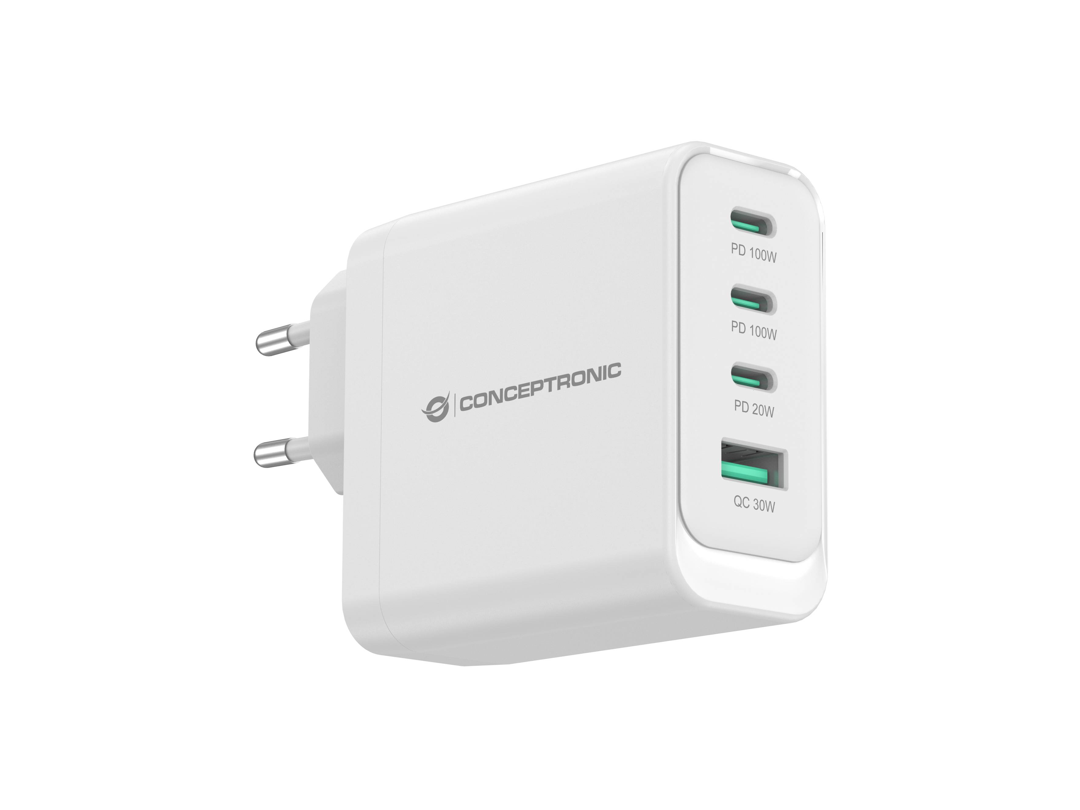 Conceptronic CARICATORE USB PD GaN a 4P da 100 W ALTHEA22W100 USB-C x 3 USB-a 1
