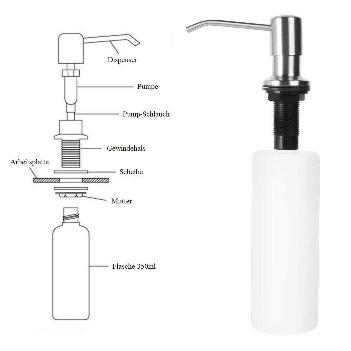 Seifenspender Einbau Edelstahl Waschbecken Lotionspender Spülmittelspender
