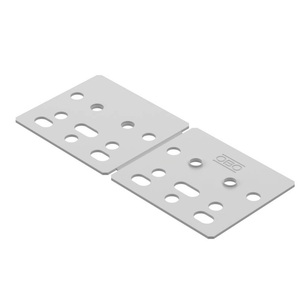Zwei silberne Metallscharnier-Platten mit mehreren Befestigungslöchern und Schlitzen, gezeigt in offener und leicht versetzter Position auf weißem Hintergrund.