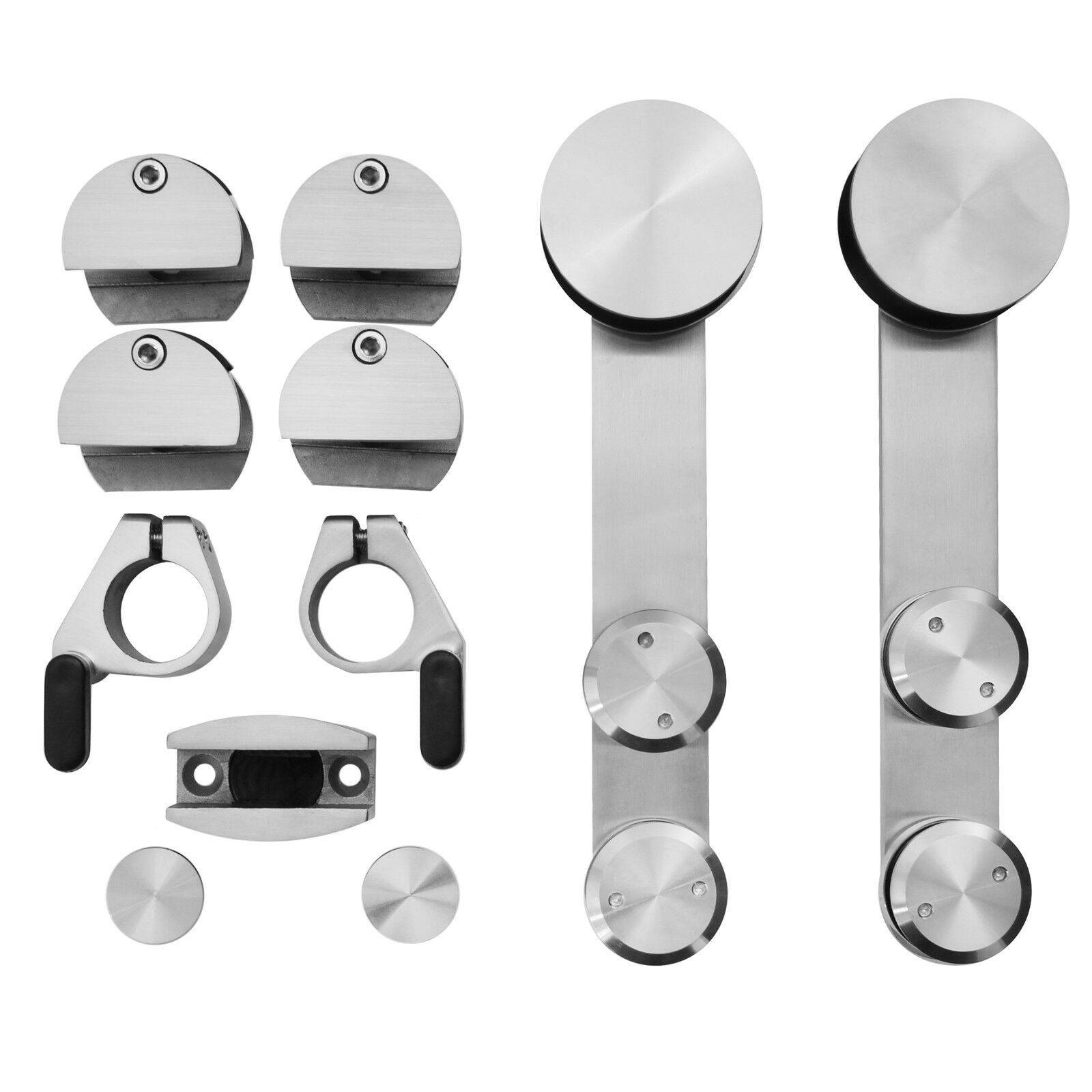 Beschlag Set Edelstahl Rollwagen für Glasschiebetür Schiebetür Glastür