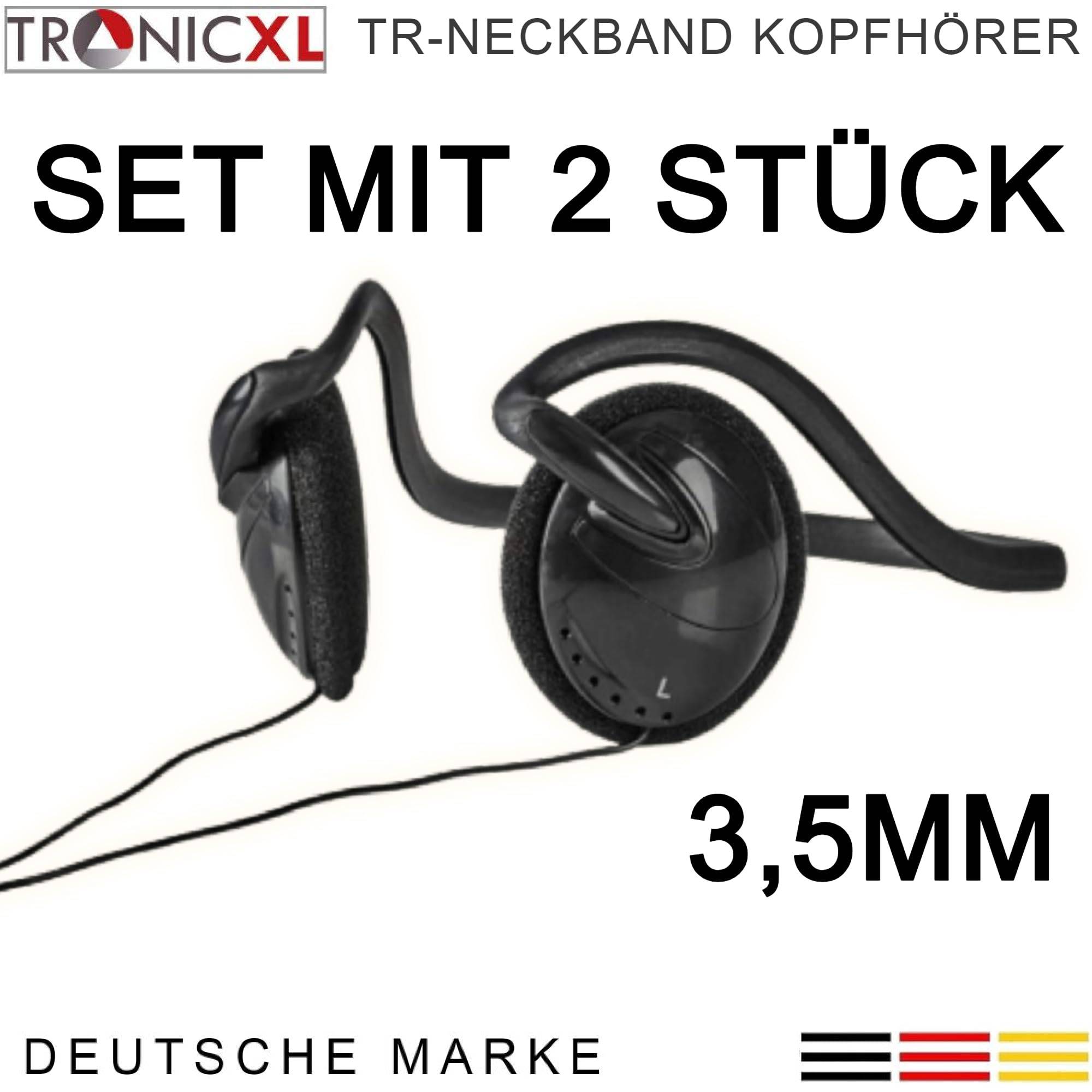 2 Stück Kopfhörer Nackenbügel Stereo Kopfbügel Headphones 3,5mm Klinke für TV Smartphone Handy MP3 Fernseher mit Kabel