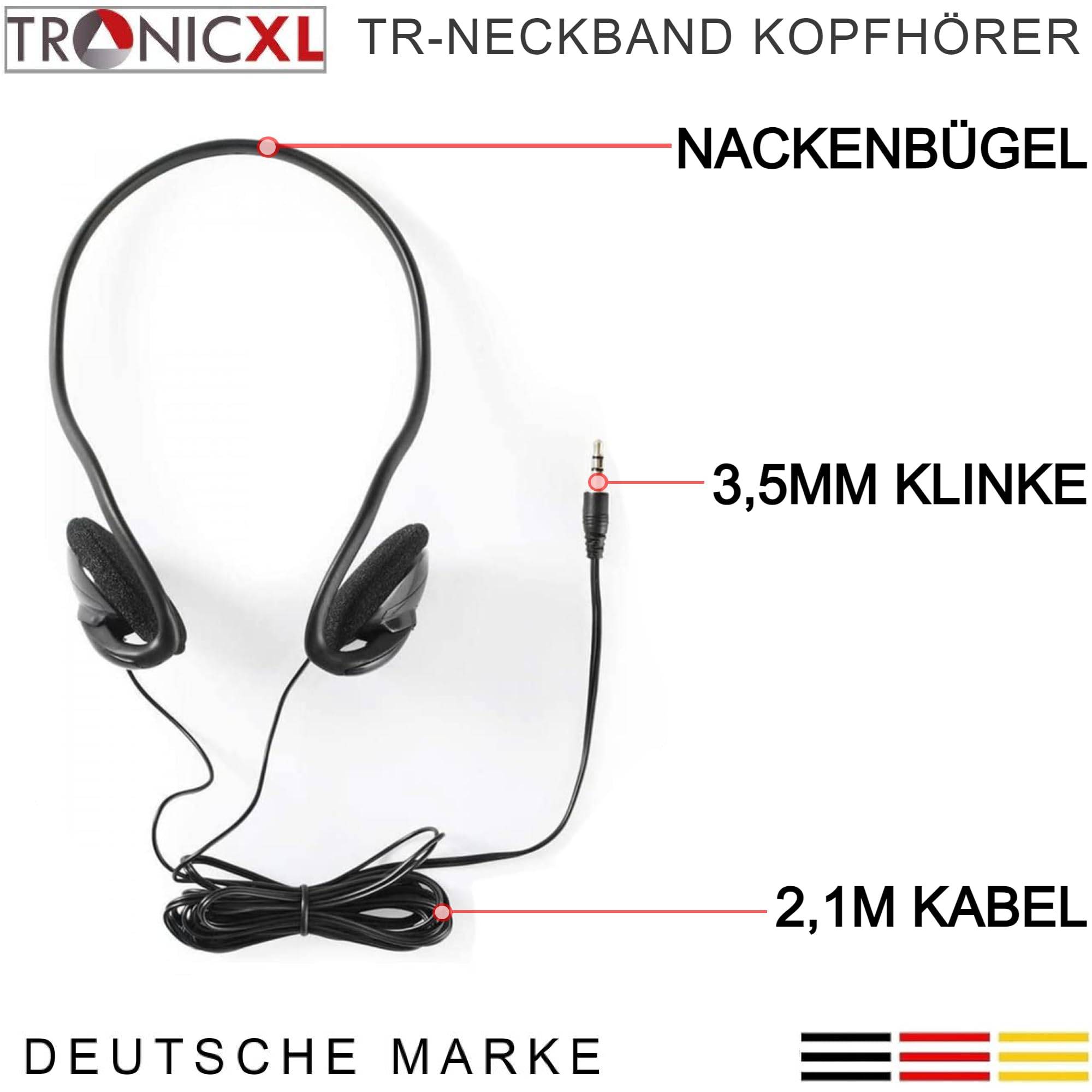 2 Stück Kopfhörer Nackenbügel Stereo Kopfbügel Headphones 3,5mm Klinke für TV Smartphone Handy MP3 Fernseher mit Kabel