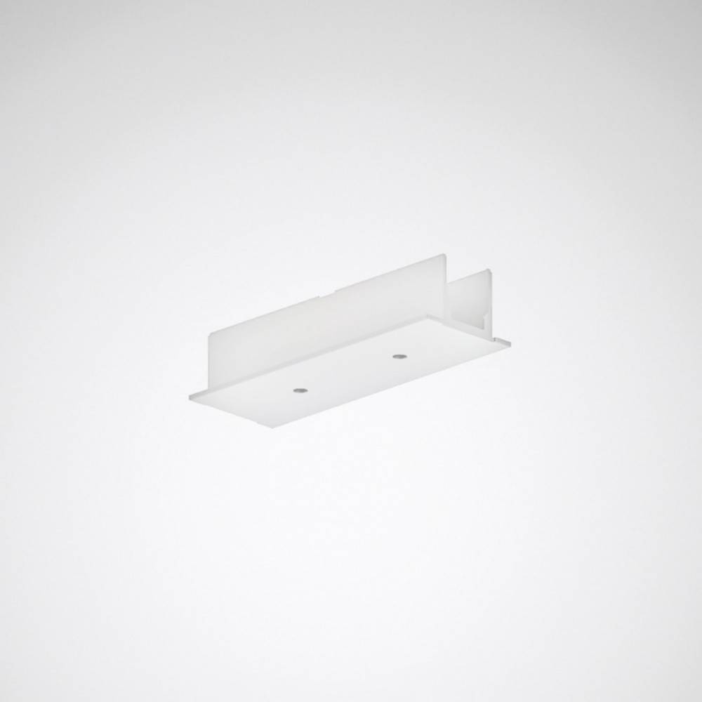 Eine minimalistische, weiße Deckenleuchte mit rechteckigem Design, die zwei sichtbare Befestigungslöcher für die Montage aufweist.