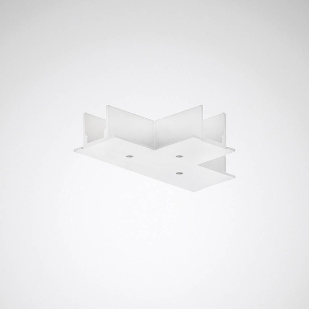 Eine minimalistische, weiße, X-förmige Deckenleuchte vor einem schlichten Hintergrund.