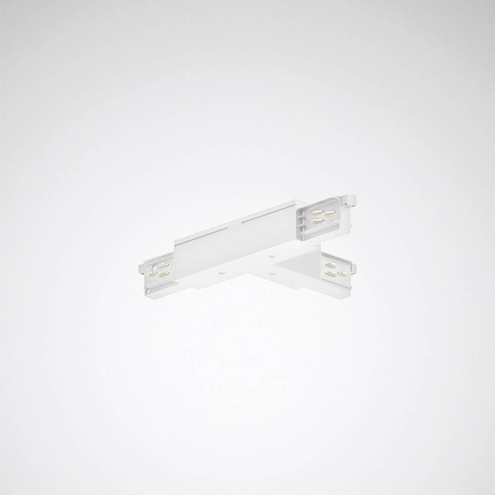 Ein transparenter elektrischer Verbinder mit weißen und metallischen Elementen auf einem einfarbigen Hintergrund. Elemente an den Seiten deuten darauf hin, dass er Komponenten verbinden oder verknüpfen könnte.