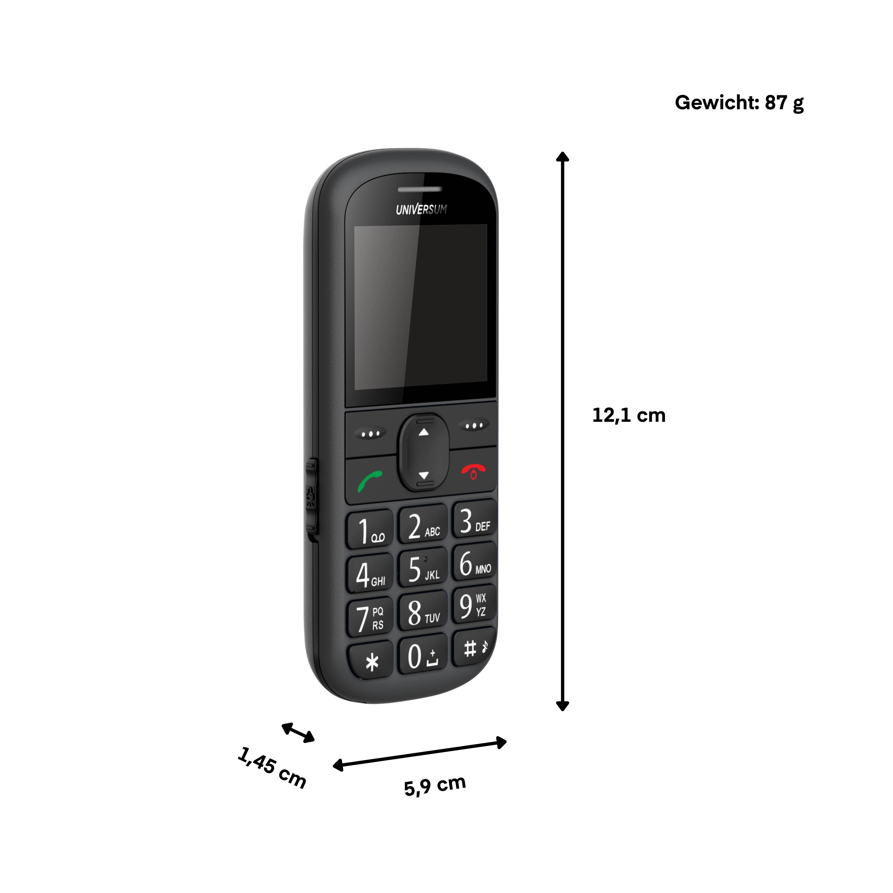 UNIVERSUM W60-C - Seniorenhandy ohne Vertrag mit großen Tasten - Ladestation, Notruftaste, großes Display, 900mAh Akku