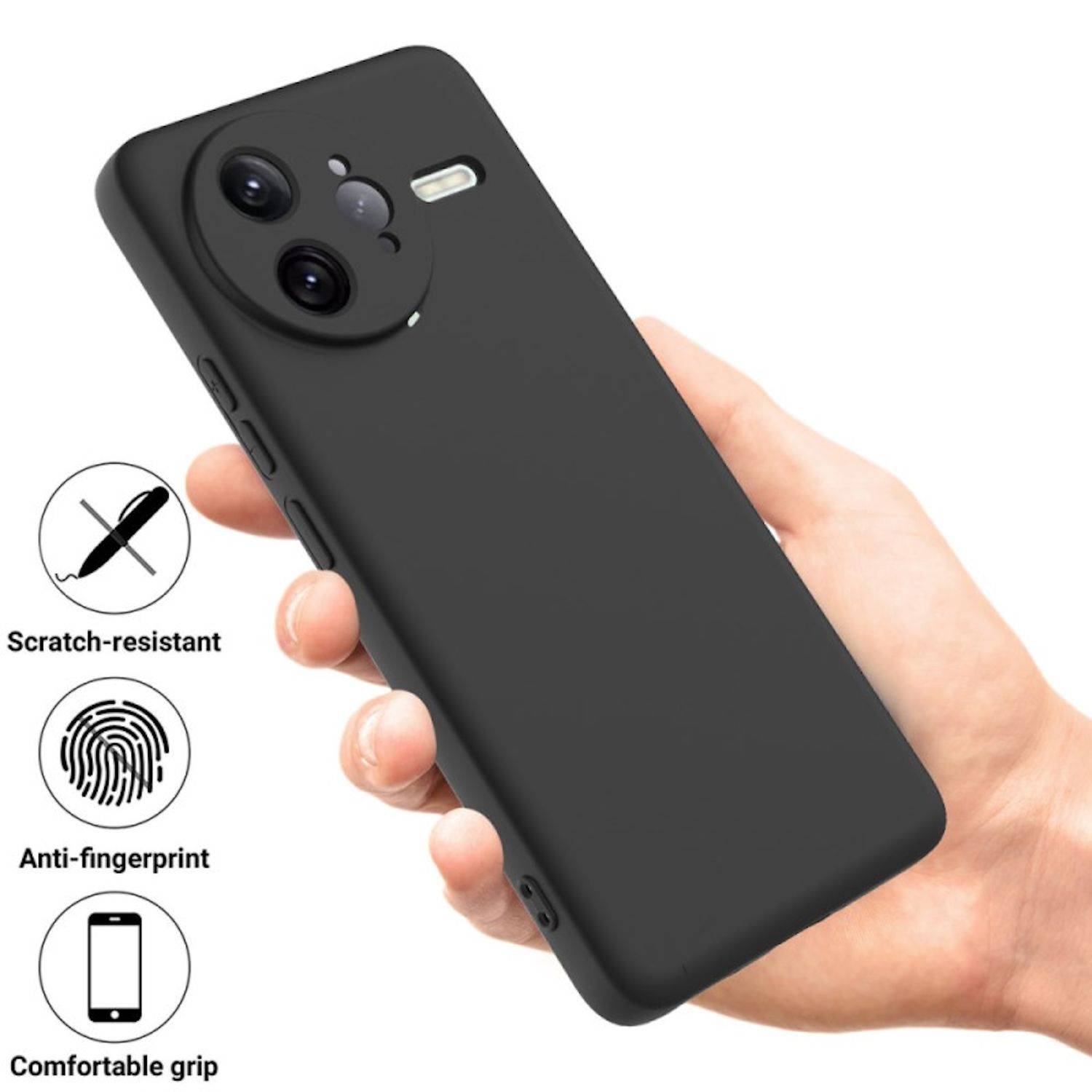 Für Xiaomi Poco F7 Ultra Silikon TPU Schutz Handy Hülle Cover Schwarz + H9 Hart Glas Folie