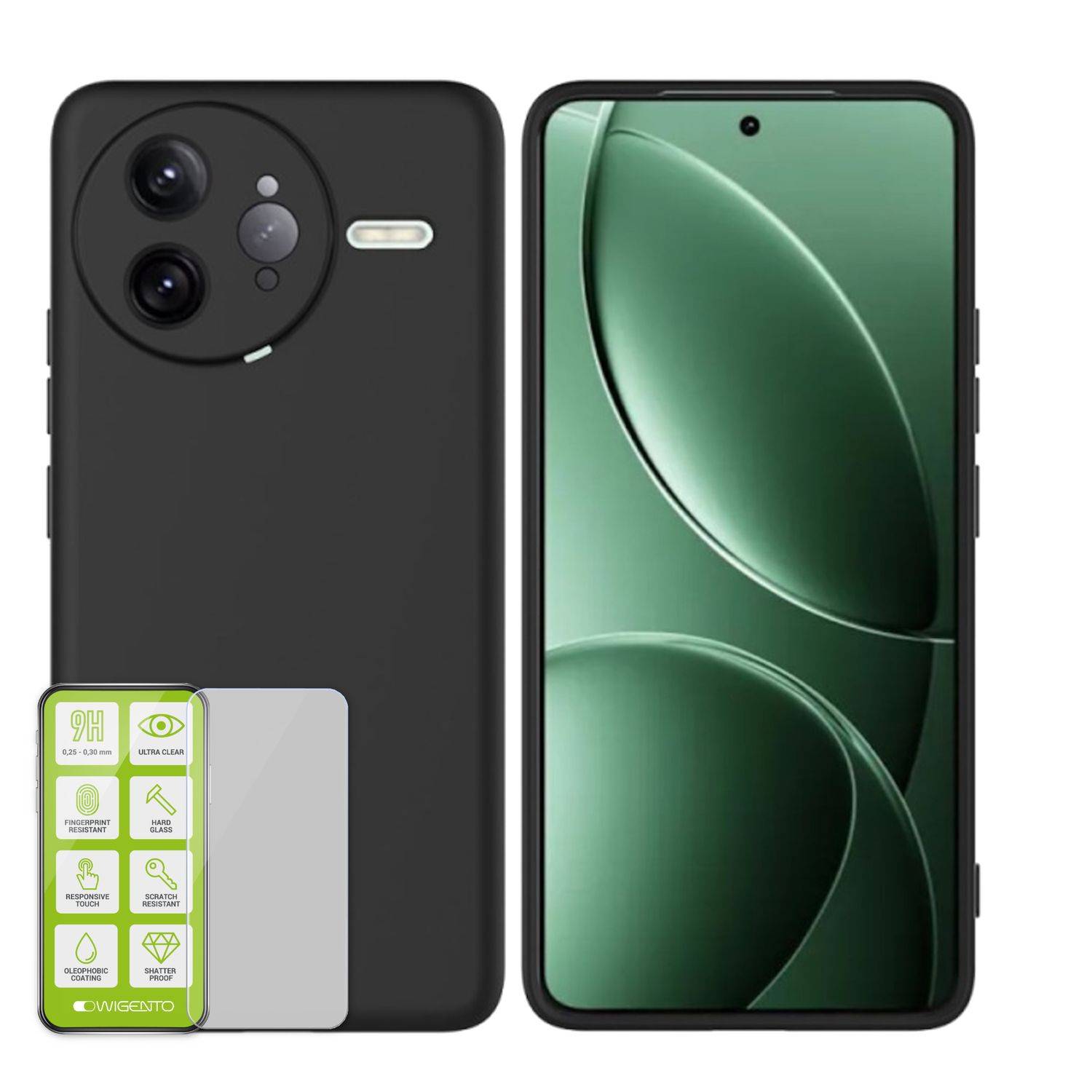 Für Xiaomi Poco F7 Ultra Silikon TPU Schutz Handy Hülle Cover Schwarz + H9 Hart Glas Folie