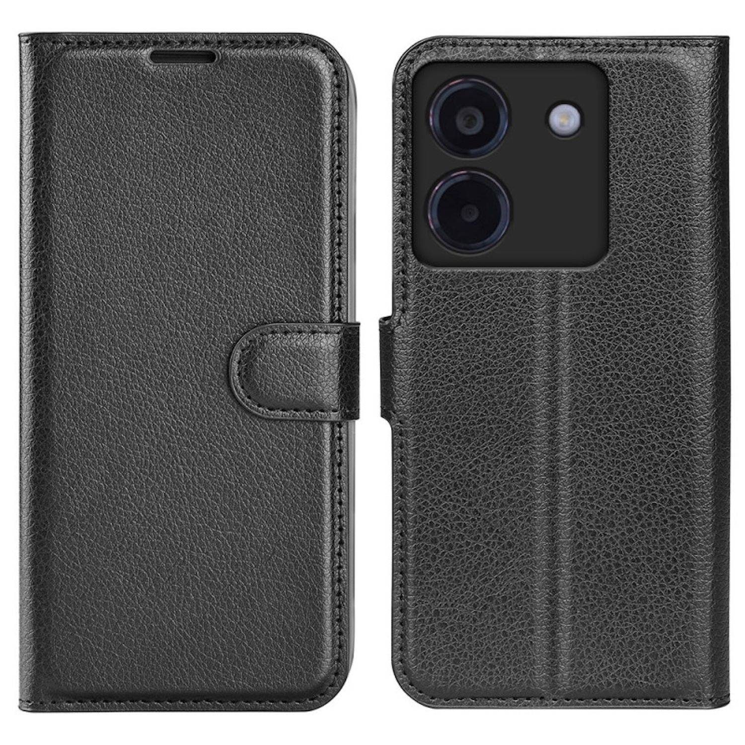 Für Xiaomi Poco X7 Pro 5G / Redmi Turbo 4 Kunstleder Book Wallet Handy Tasche Schwarz + 9H Hart Glas