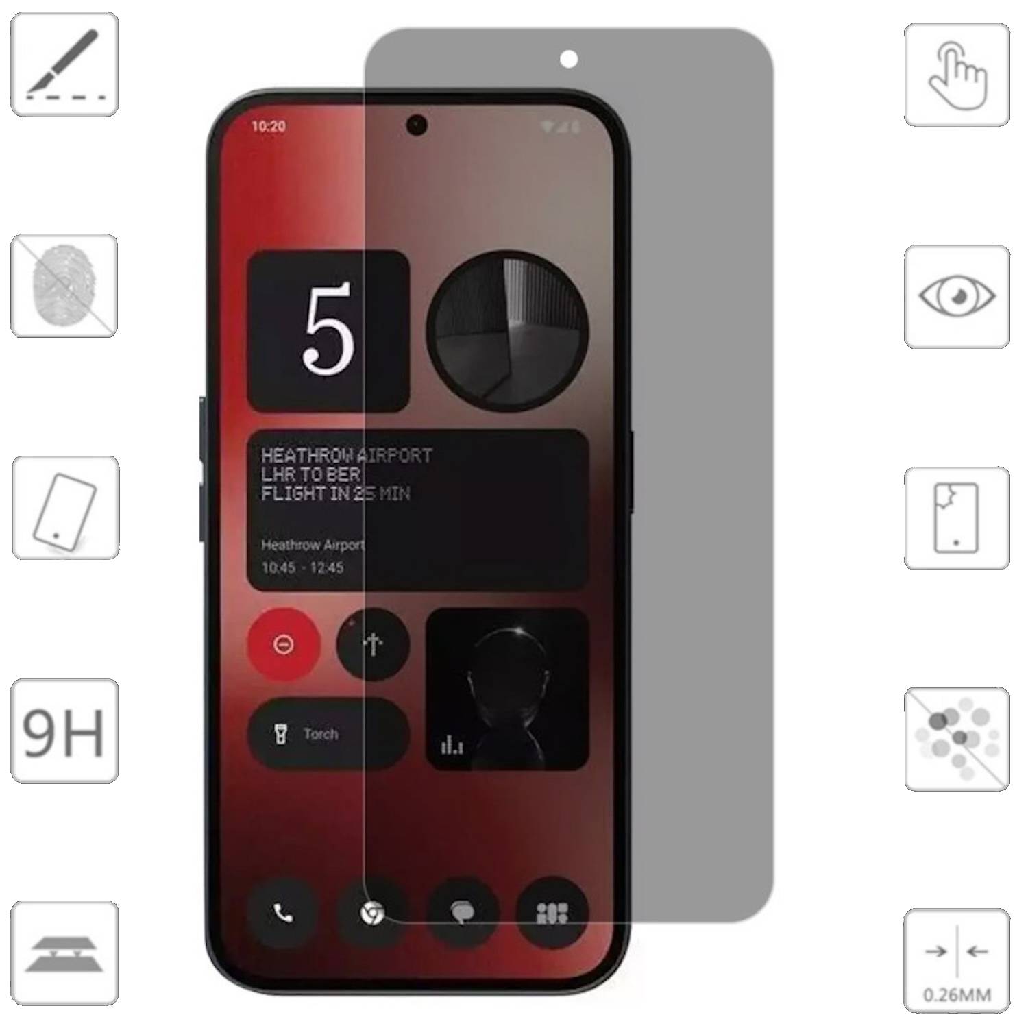 Für Nothing Phone 3a / 3a Pro 1x 2.5D 0,26mm Privacy Blickschutz Hart Glas Folie