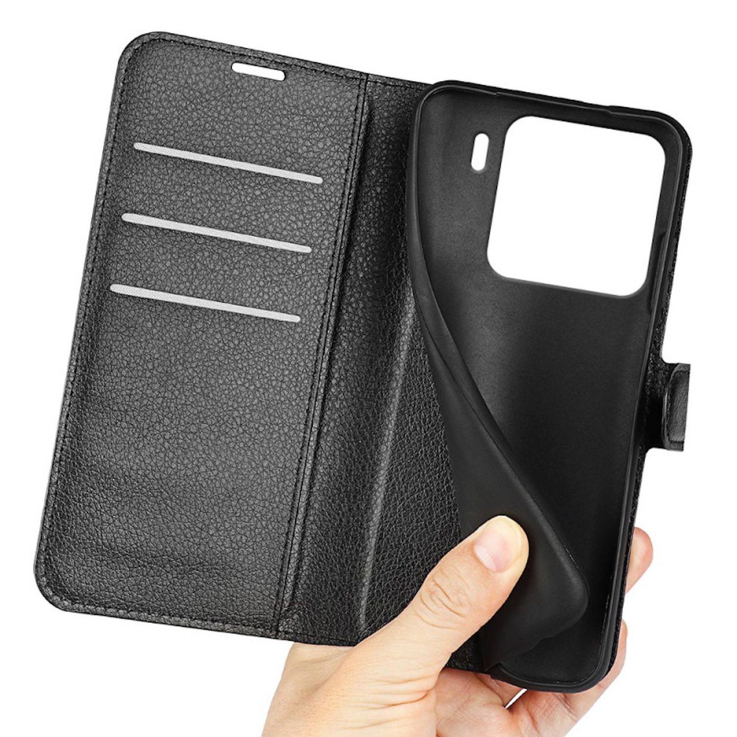 Für Xiaomi 15 Pro Kunstleder Book Wallet Handy Tasche Hülle Cover Schwarz