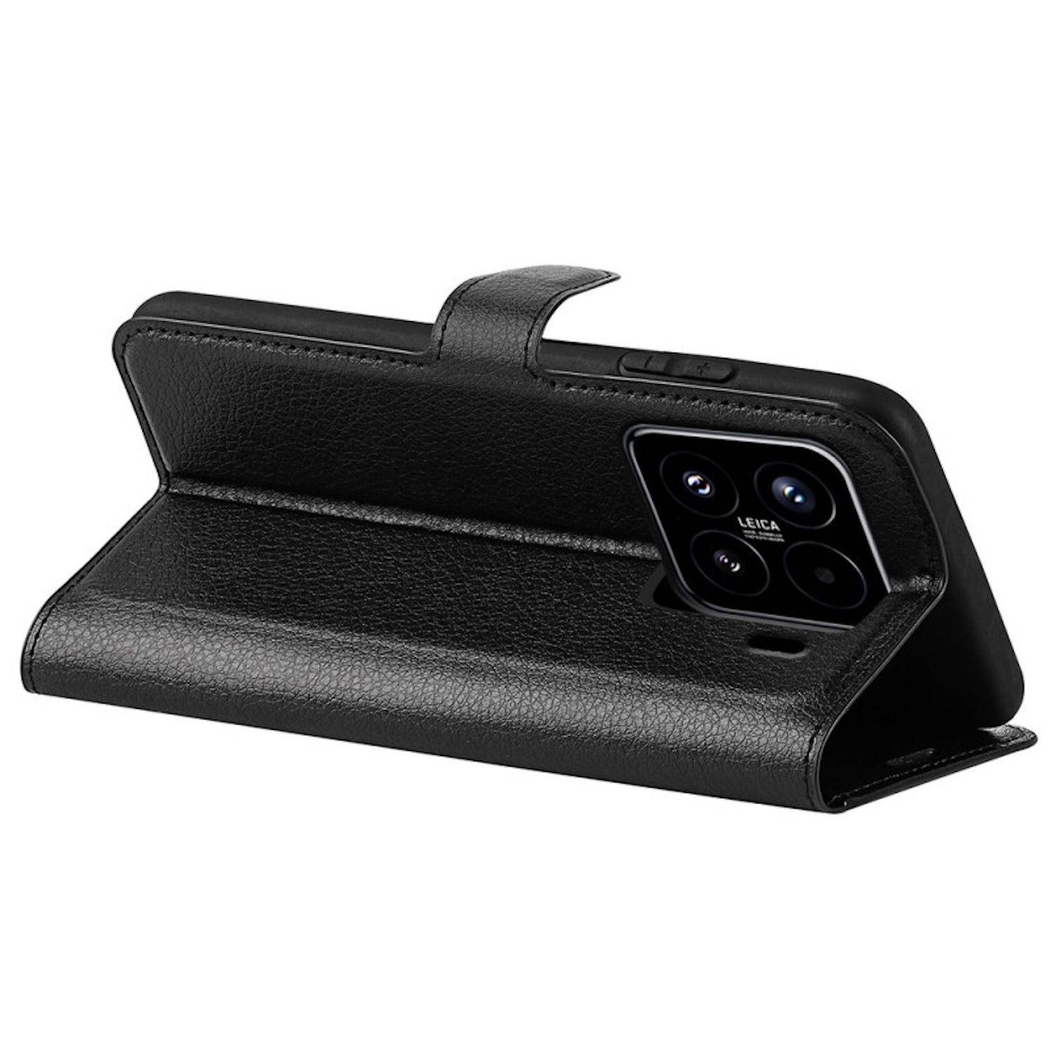 Für Xiaomi 15 Kunstleder Book Wallet Handy Tasche Hülle Cover Schwarz