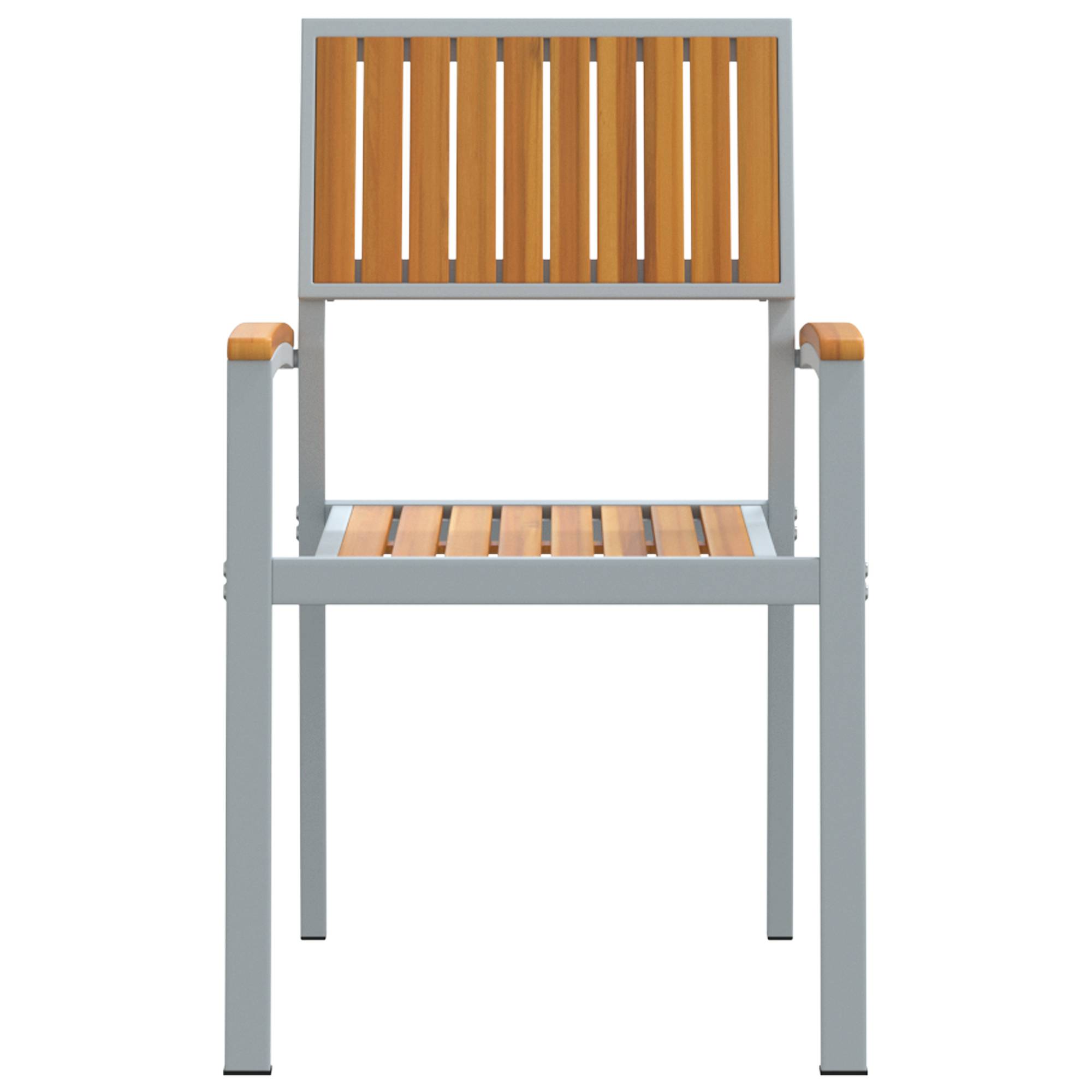 vidaXL Gartenstühle 4 Stk. Stapelbar Grau Massivholz Akazie und Metall