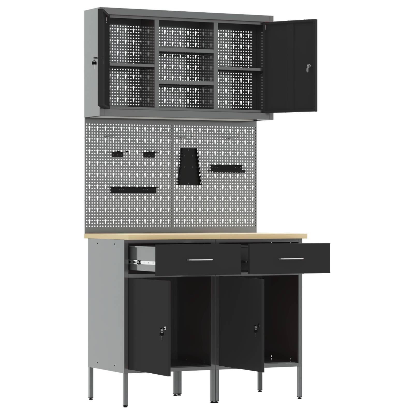 vidaXL 8-teiliges Werkbank-Set Graues Stahl