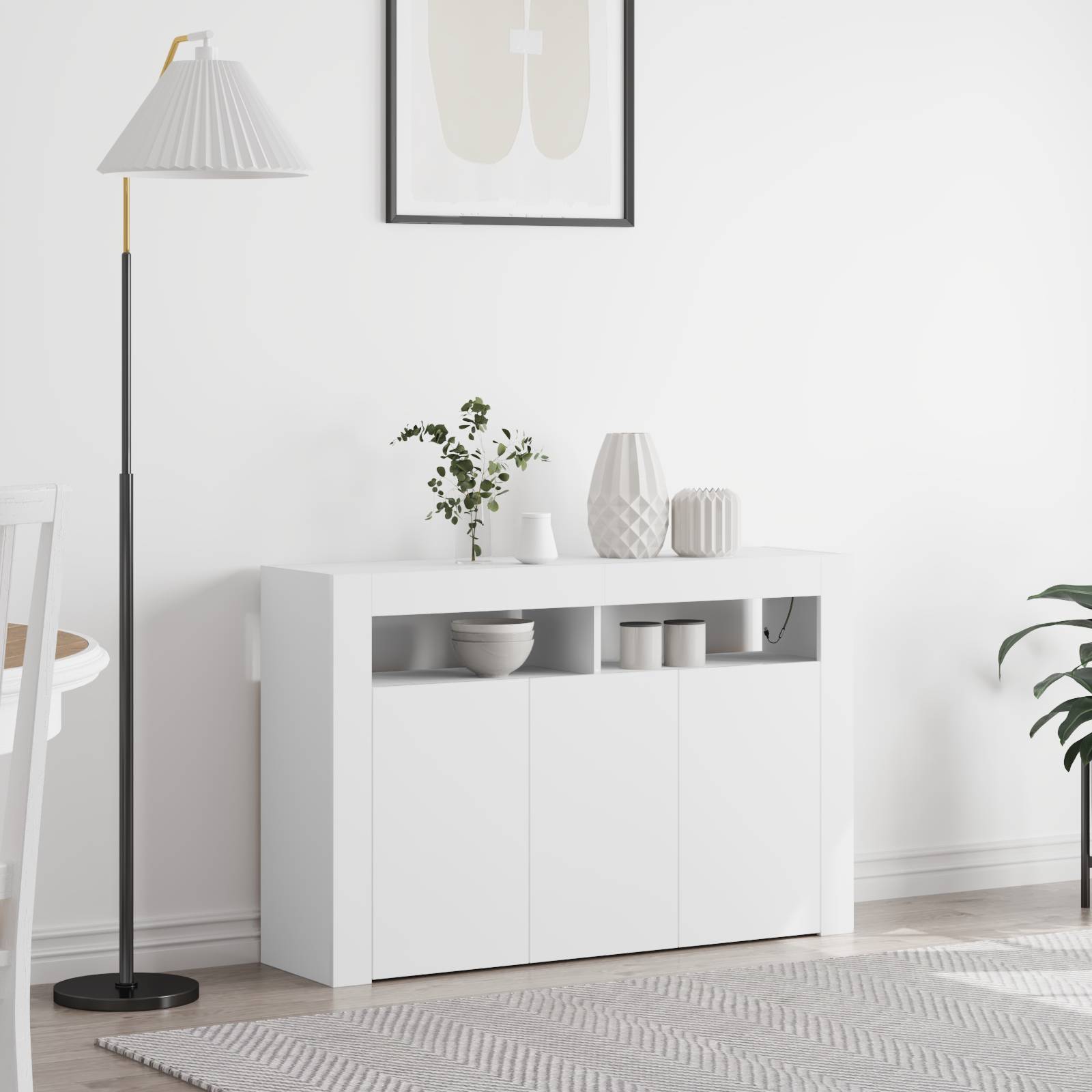 vidaXL Weißer Sideboard Weiß Engineered Wood 116 x 30 x 75 cm Modern