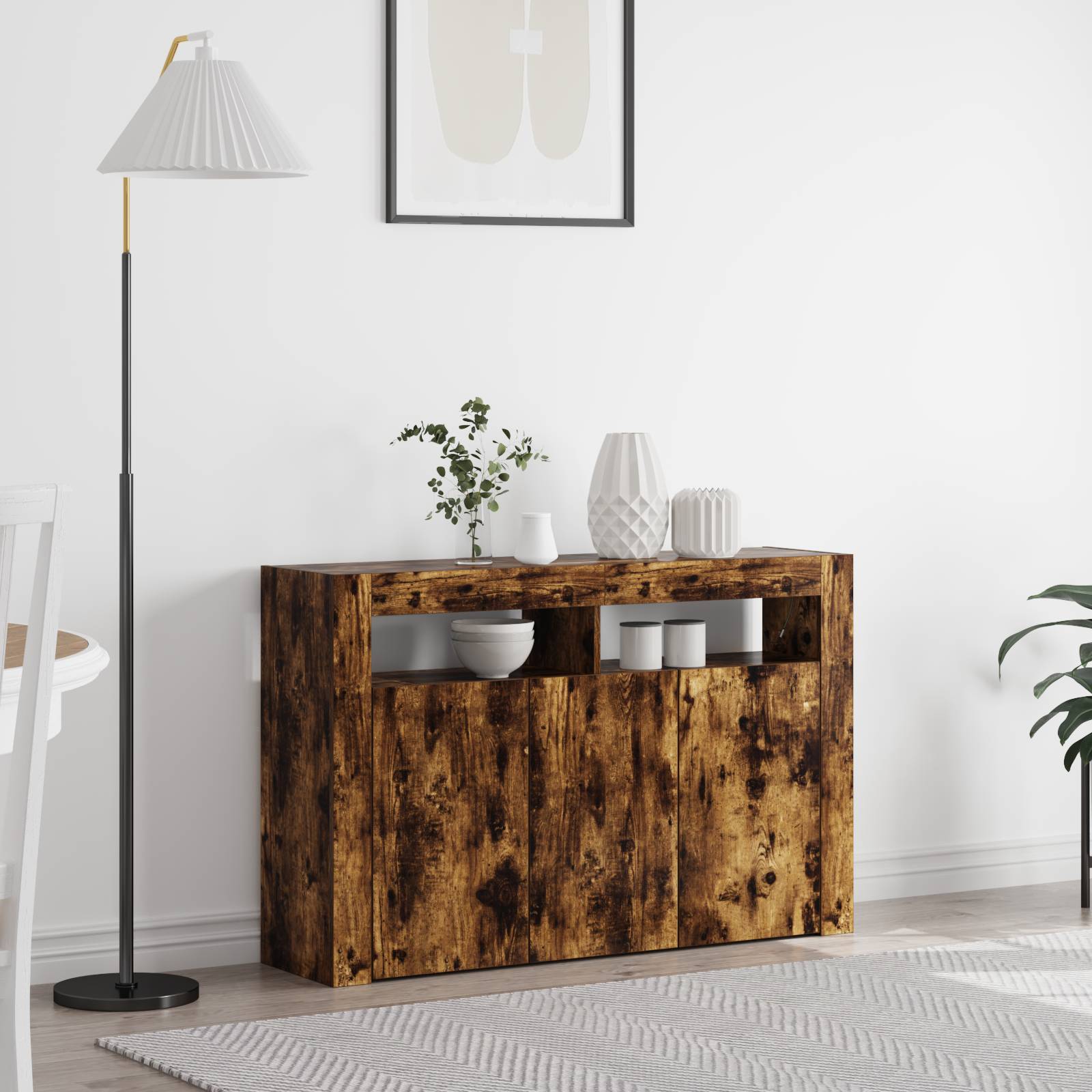 vidaXL Sideboard Rauchige Eiche Engineered Wood 116 x 30 x 75 cm