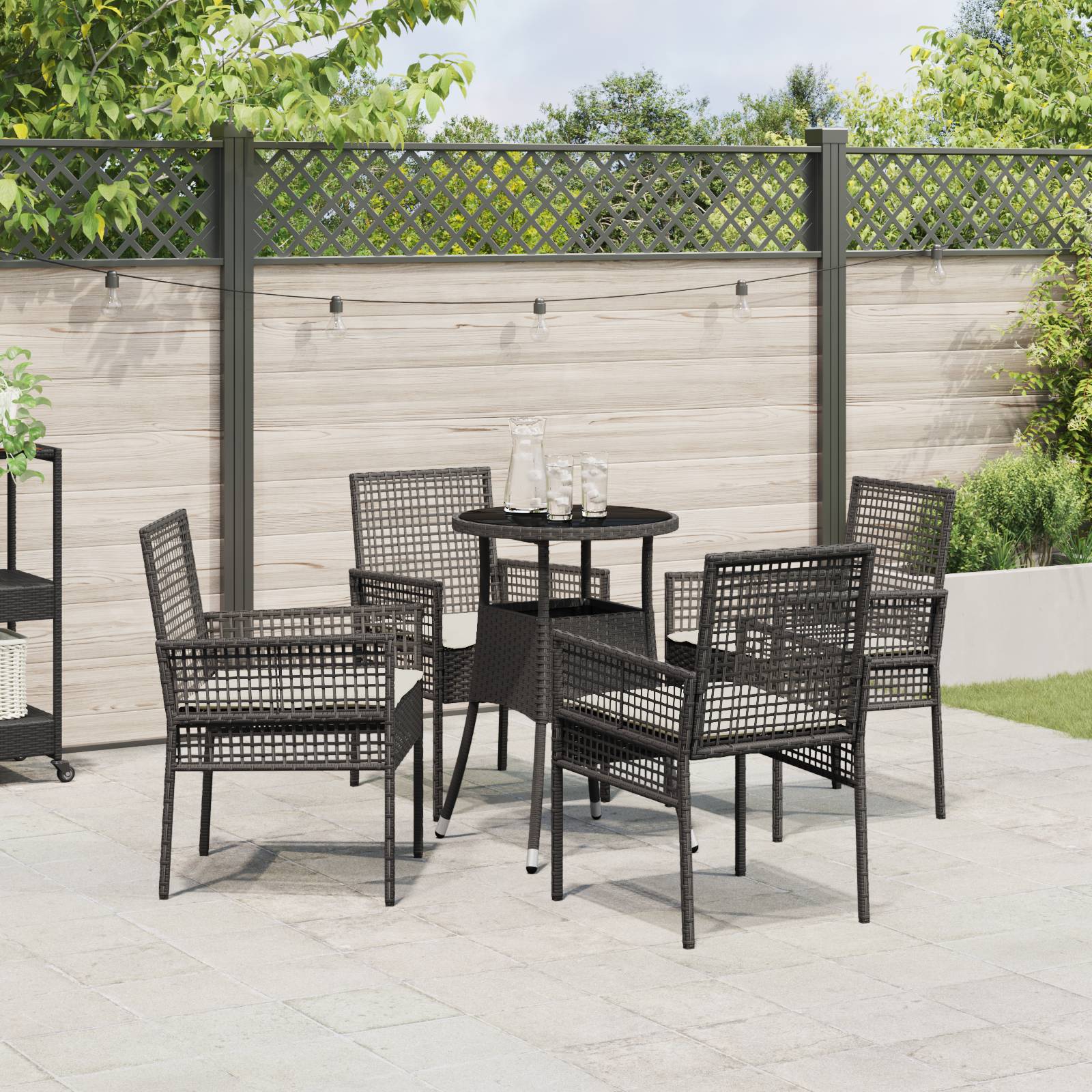 vidaXL 5-tlg. Garten-Essgruppe Schwarz Poly Rattan