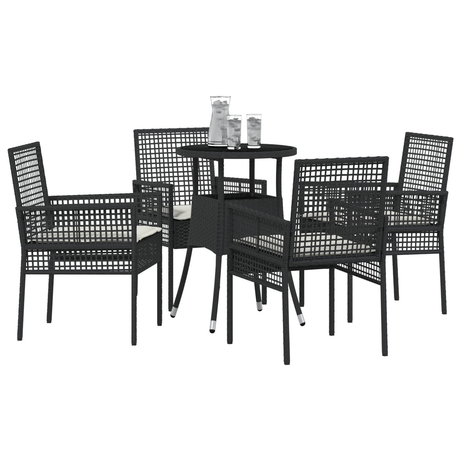 vidaXL 5-tlg. Garten-Essgruppe Schwarz Poly Rattan