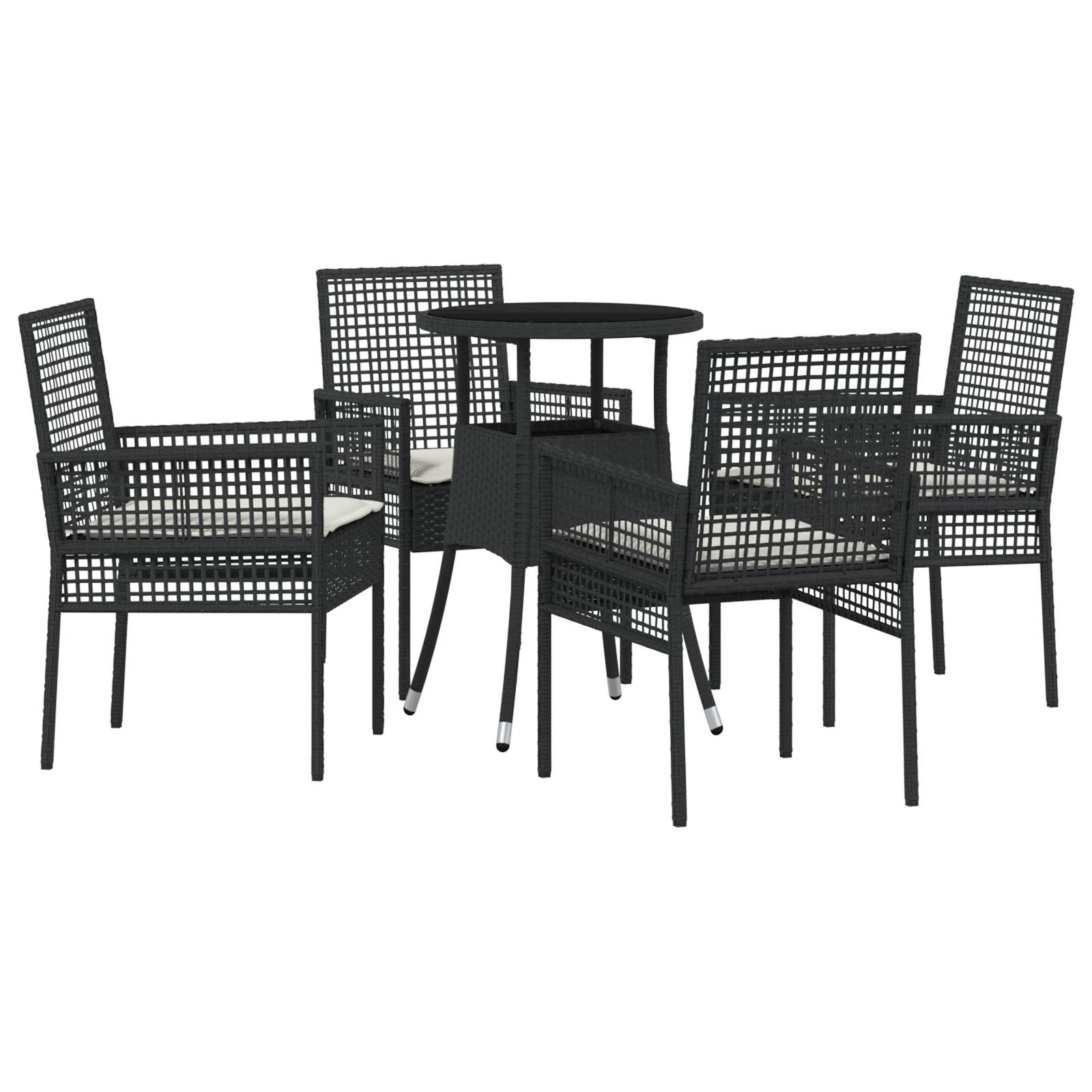 vidaXL 5-tlg. Garten-Essgruppe Schwarz Poly Rattan