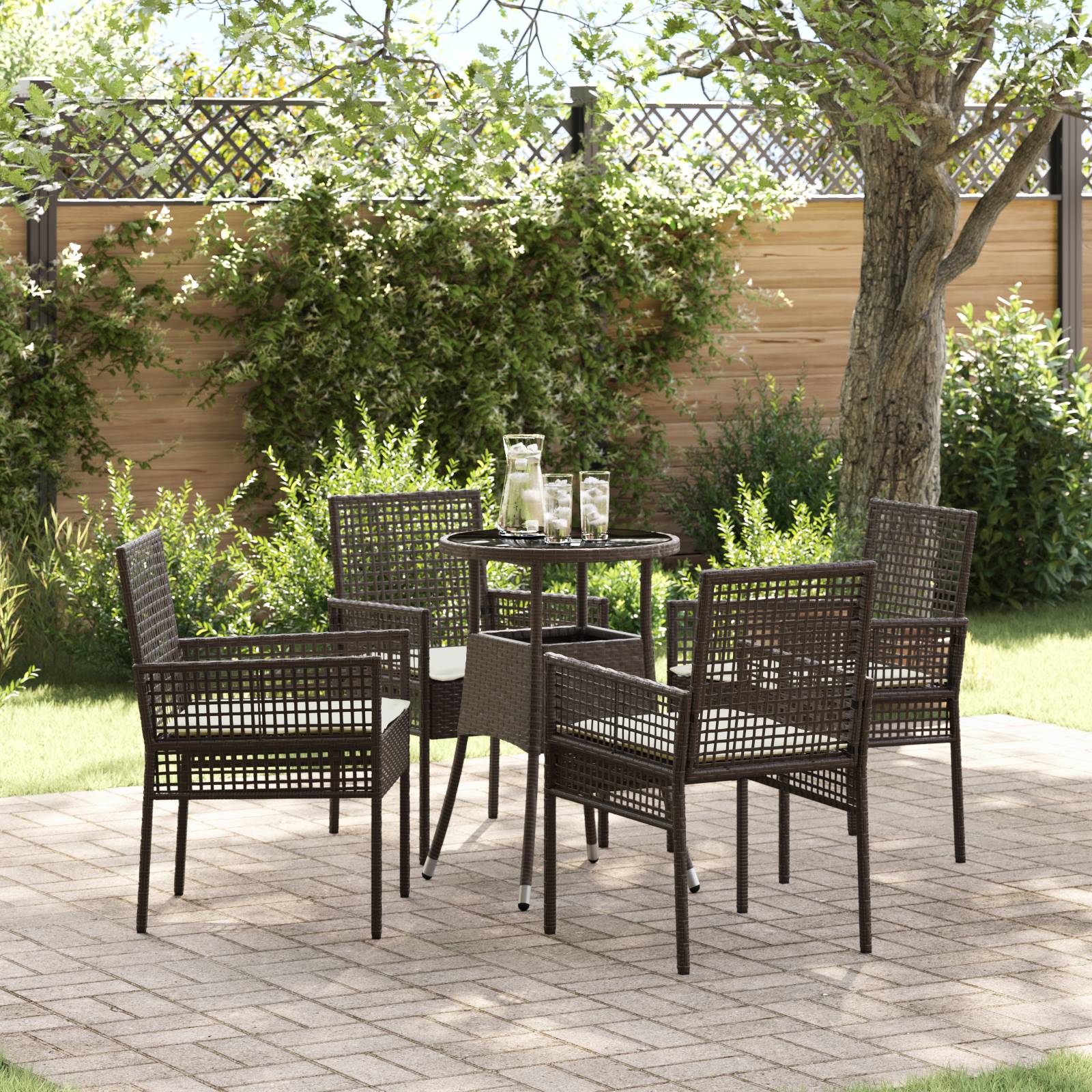 vidaXL 5-tlg. Garten-Essgruppe Braun Poly Rattan