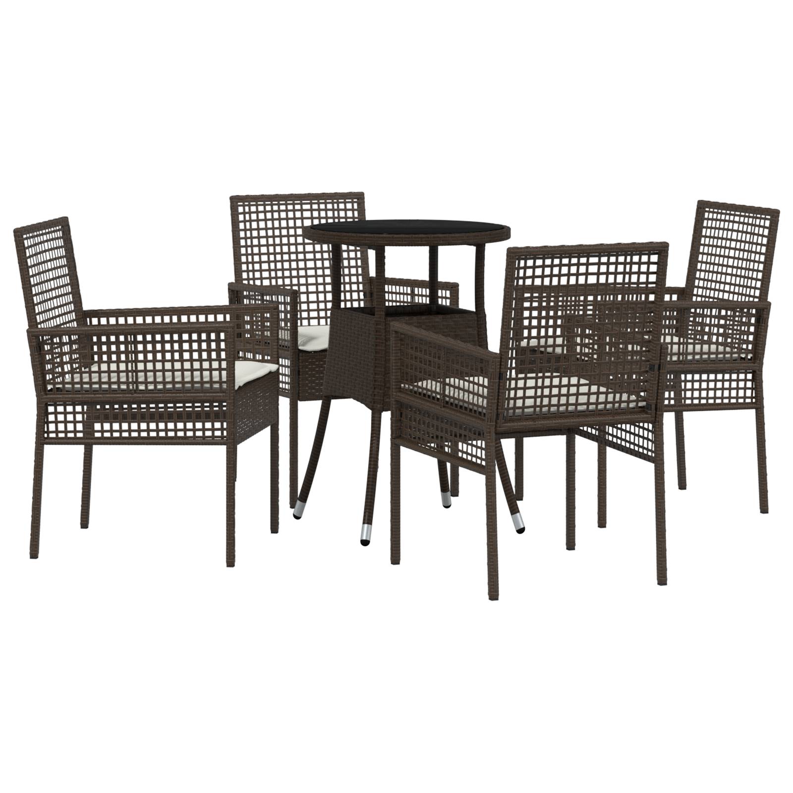 vidaXL 5-tlg. Garten-Essgruppe Braun Poly Rattan