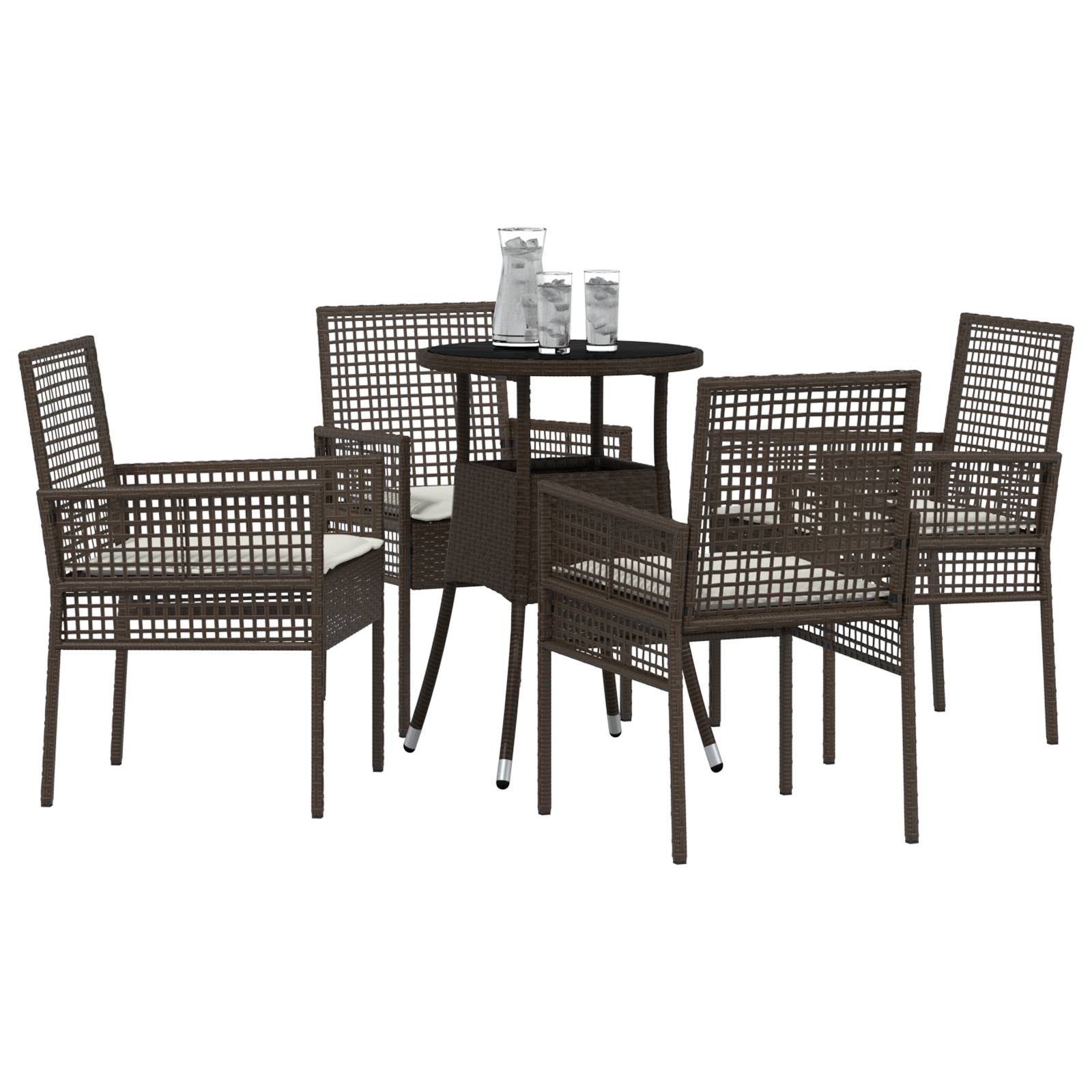 vidaXL 5-tlg. Garten-Essgruppe Braun Poly Rattan