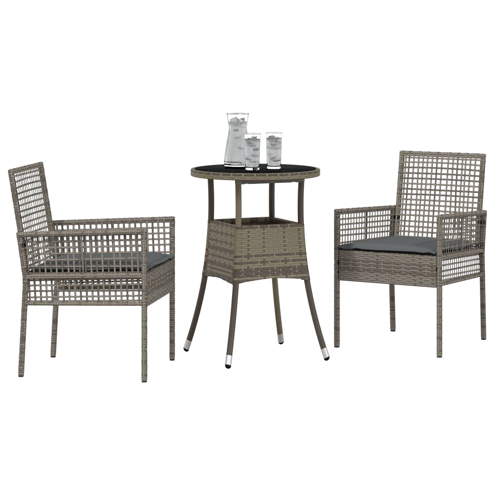 vidaXL 3-tlg. Garten-Essgruppe Grau Poly Rattan