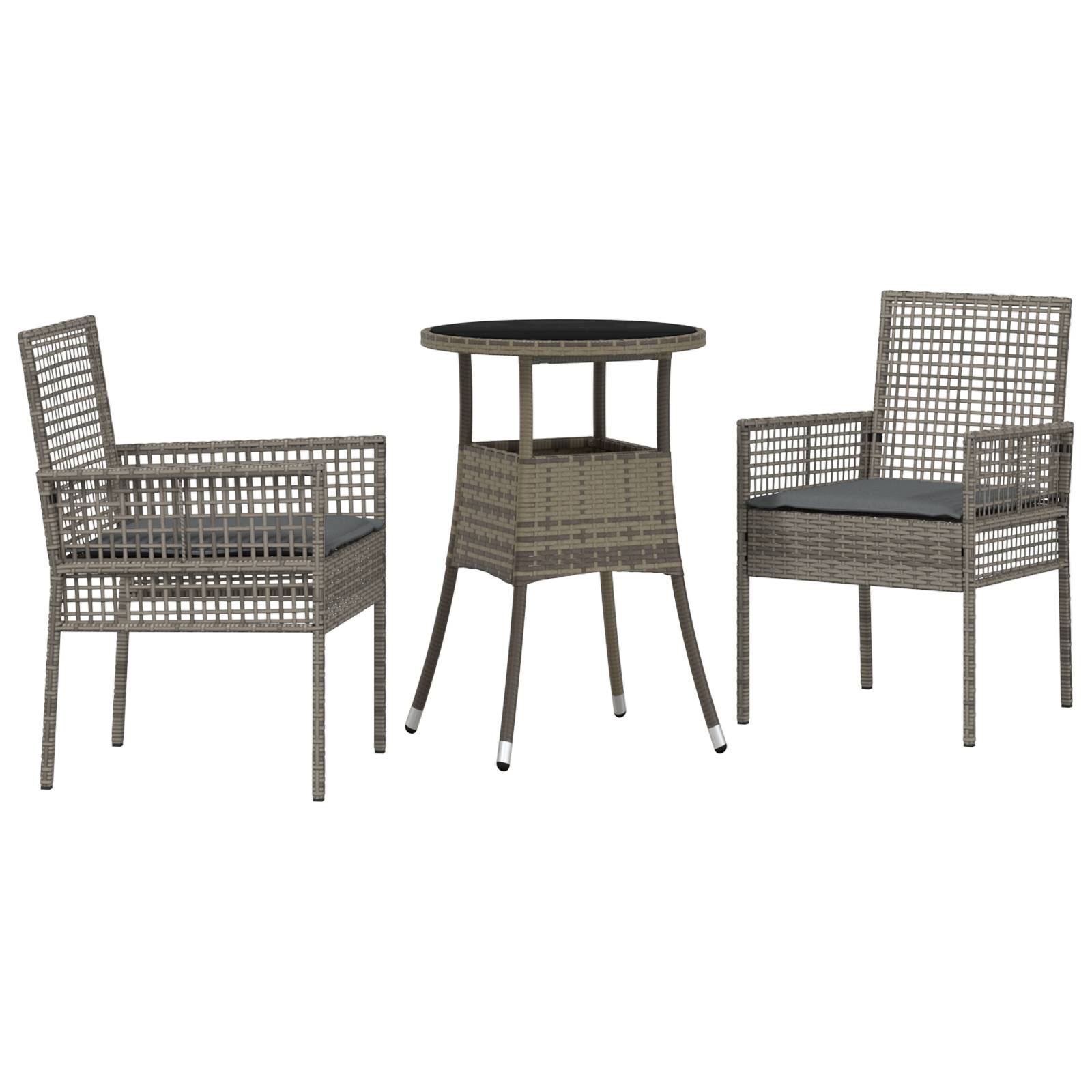 vidaXL 3-tlg. Garten-Essgruppe Grau Poly Rattan