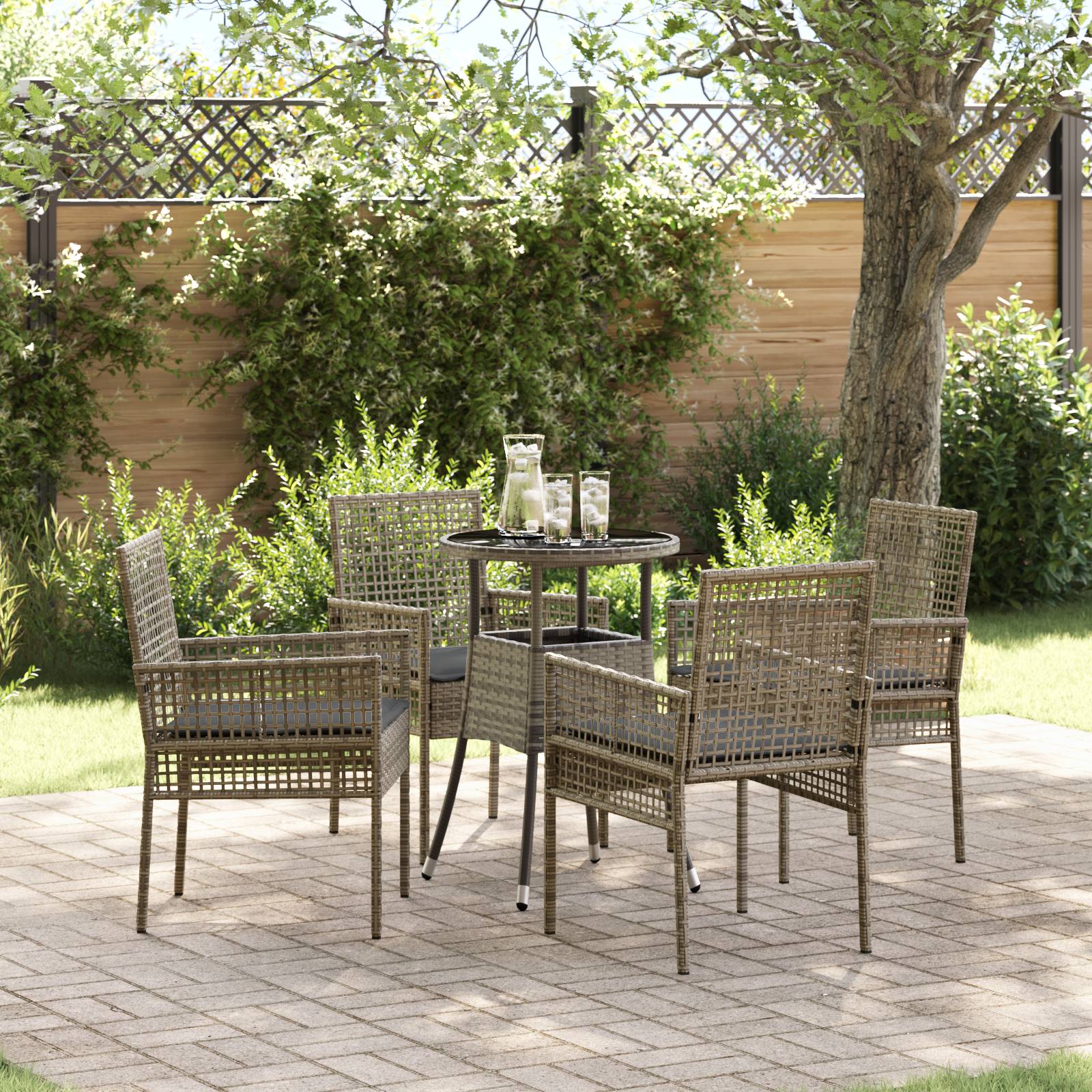 vidaXL 5-tlg. Garten-Essgruppe Grau Poly Rattan