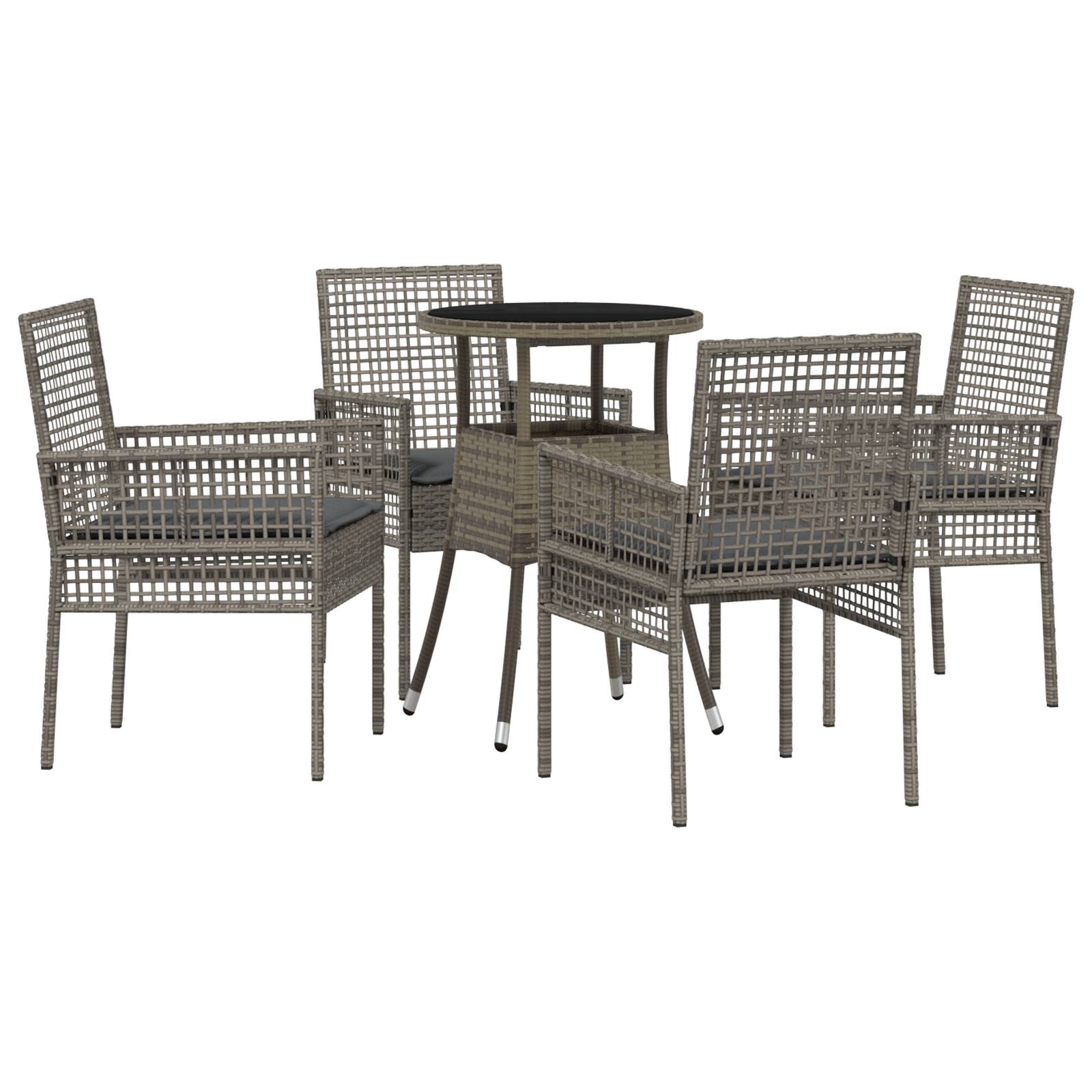 vidaXL 5-tlg. Garten-Essgruppe Grau Poly Rattan