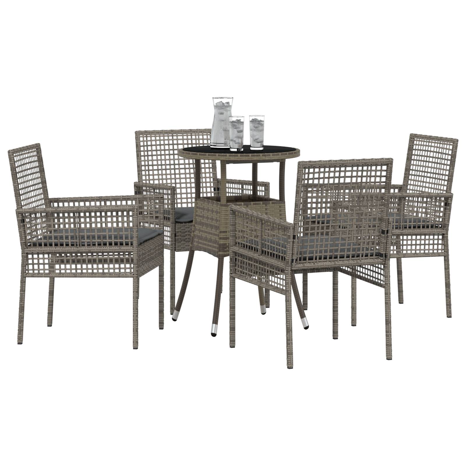 vidaXL 5-tlg. Garten-Essgruppe Grau Poly Rattan