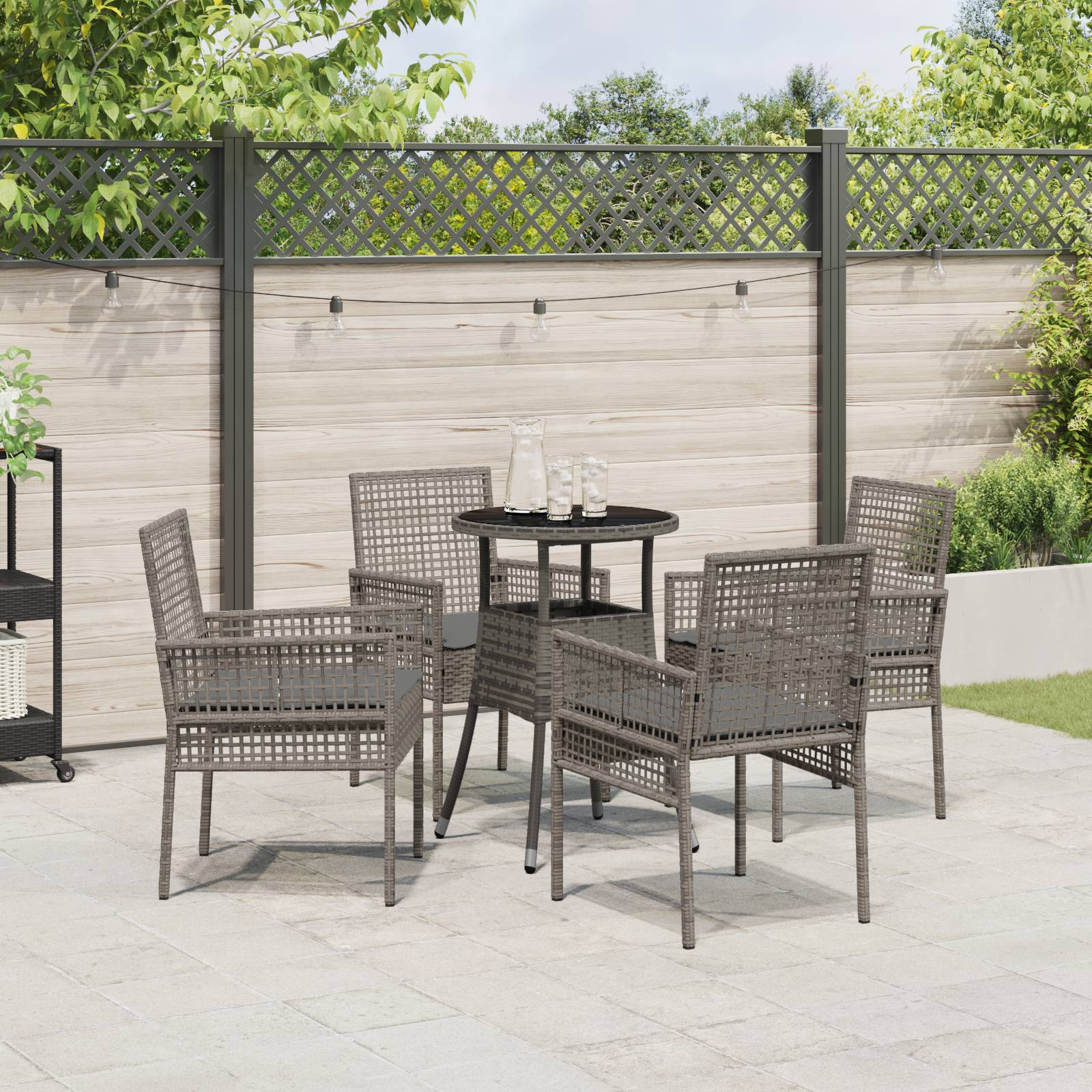 vidaXL 5-tlg. Garten-Essgruppe Grau Poly Rattan