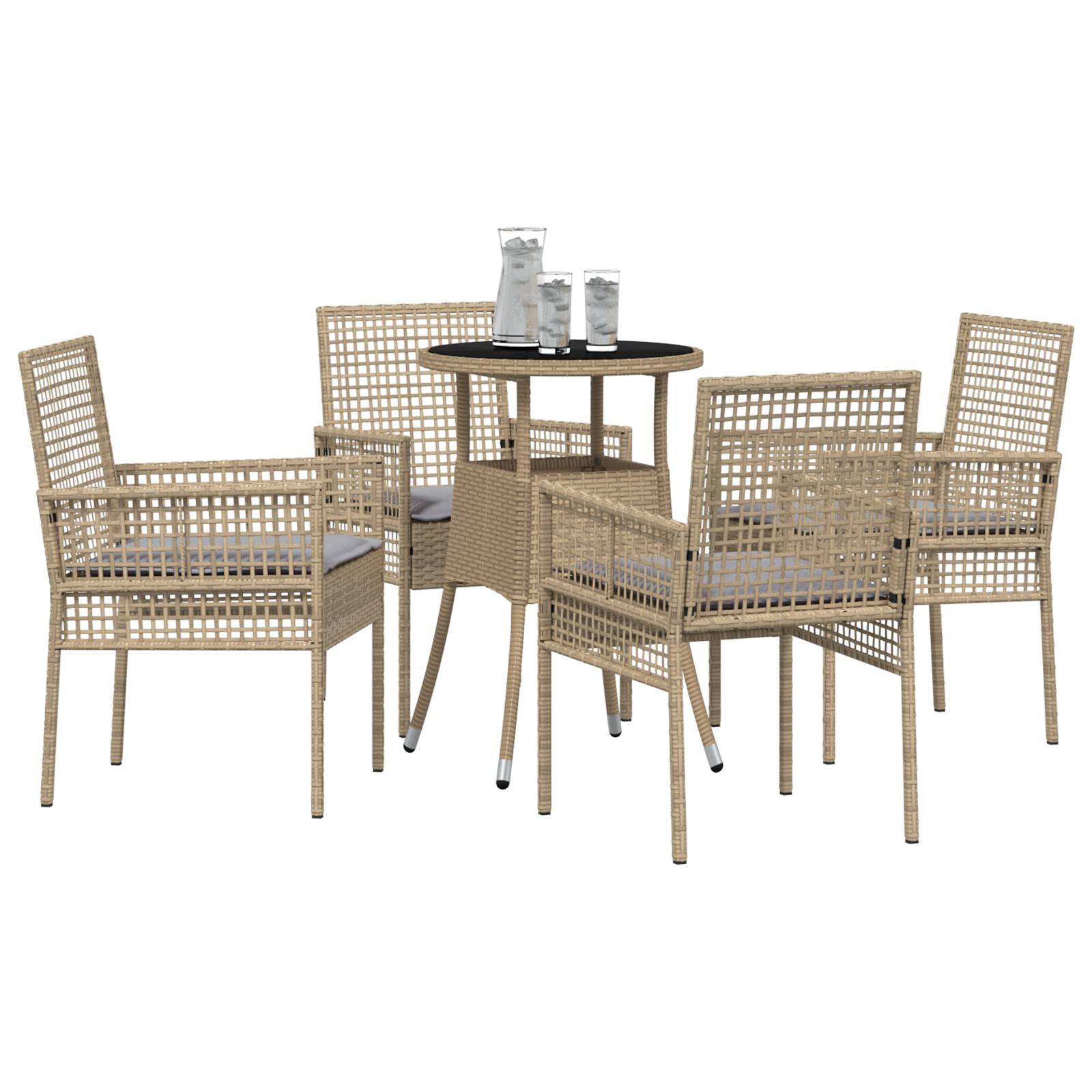 vidaXL 5-tlg. Garten-Essgruppe Beige Poly Rattan