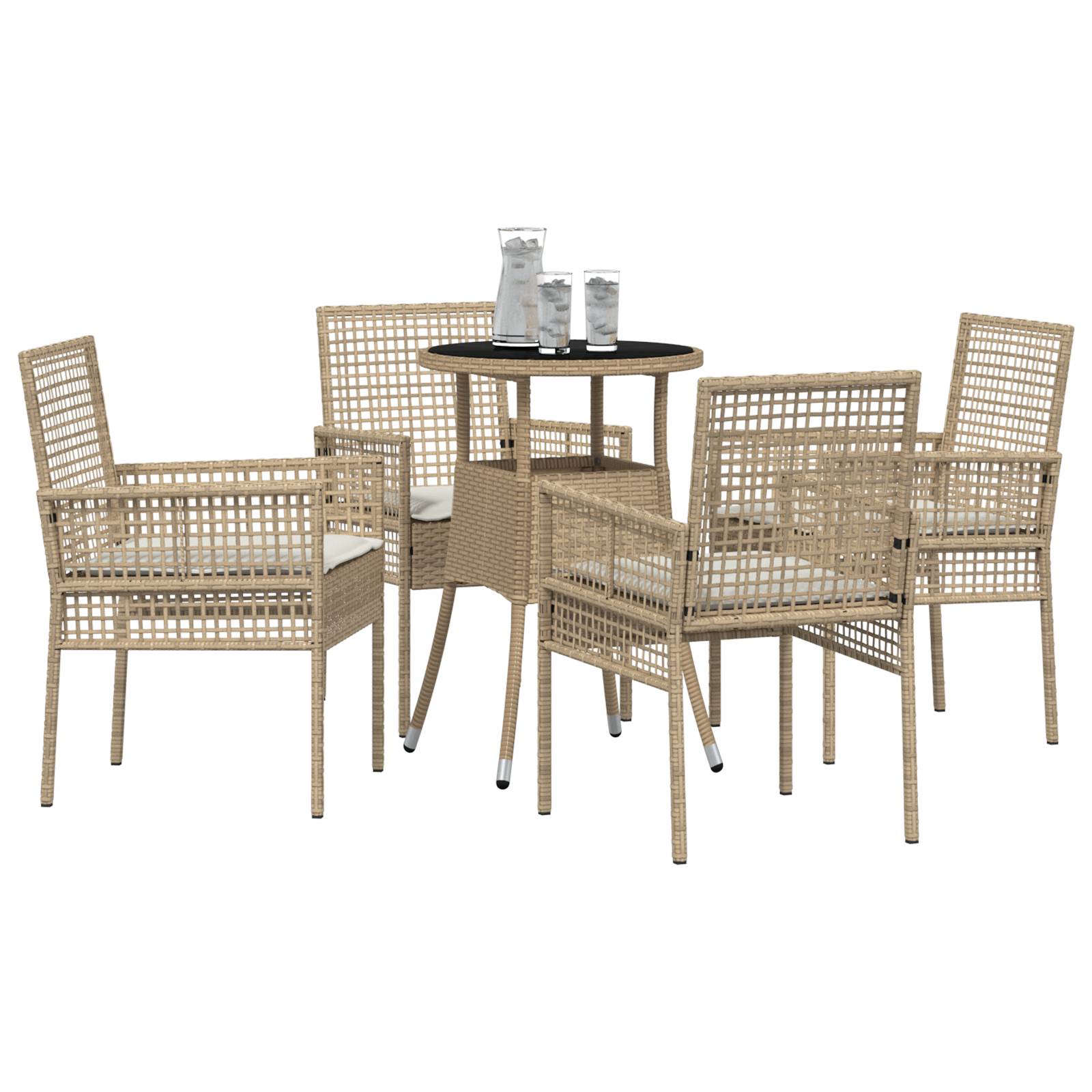 vidaXL 5-tlg. Garten-Essgruppe Beige Poly Rattan