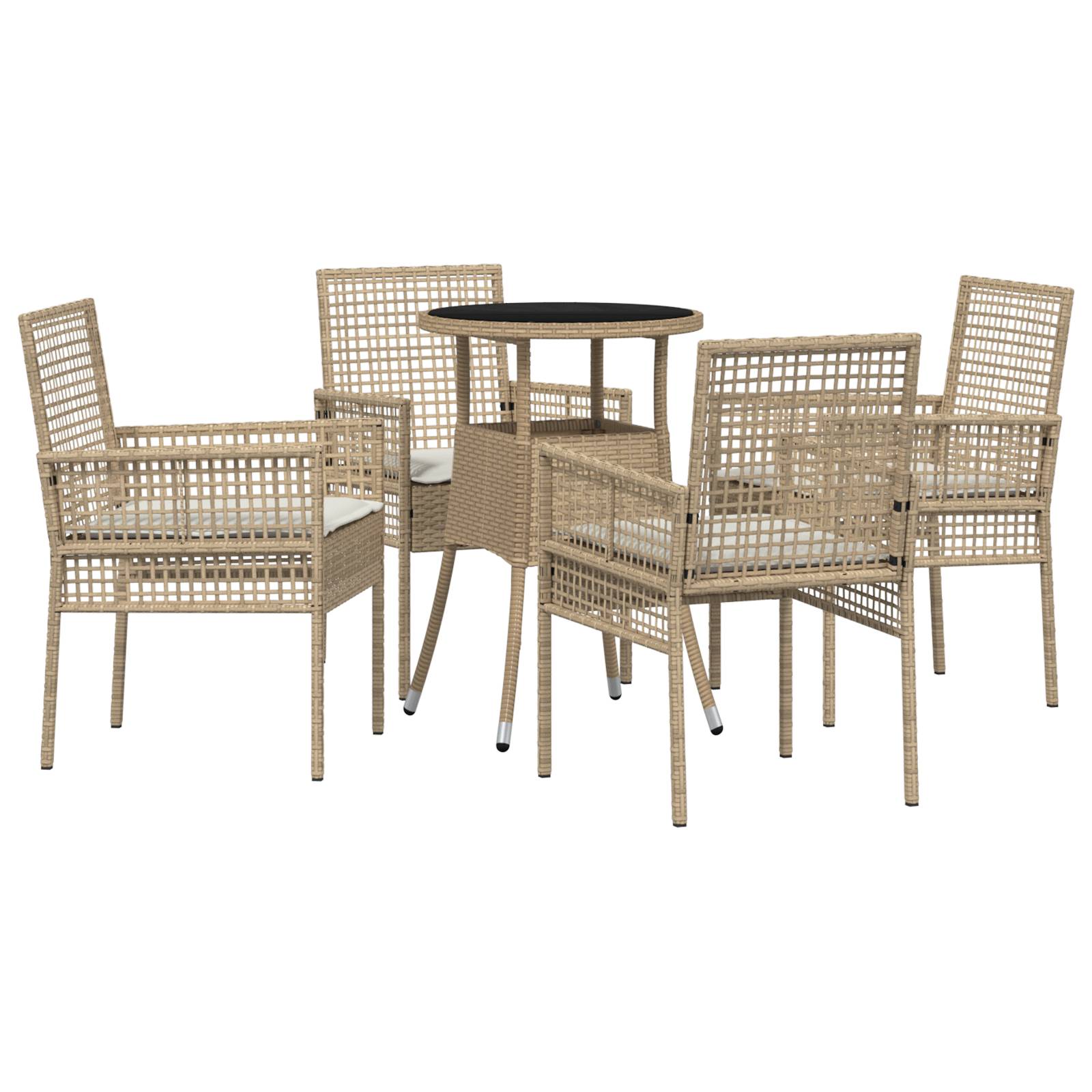 vidaXL 5-tlg. Garten-Essgruppe Beige Poly Rattan