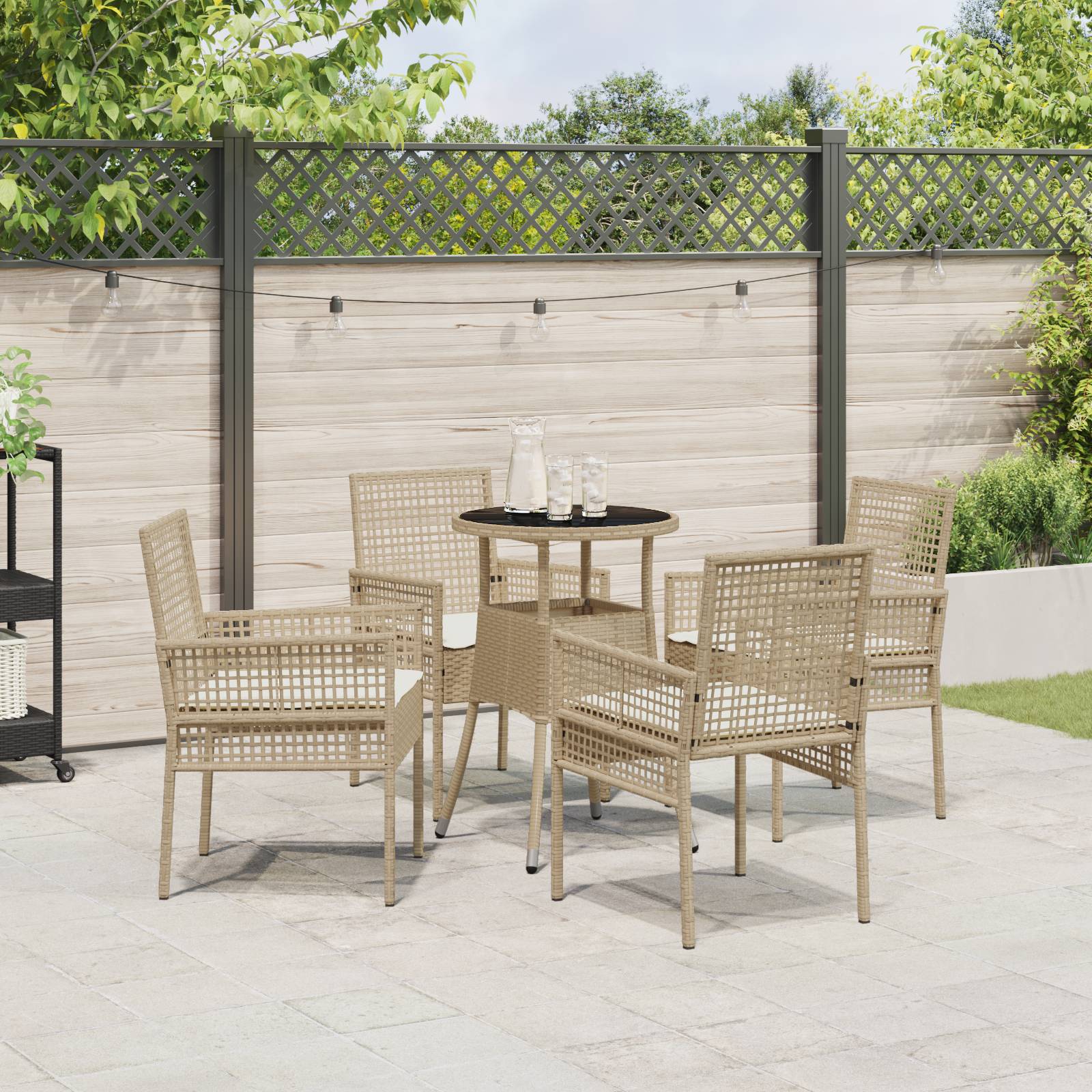 vidaXL 5-tlg. Garten-Essgruppe Beige Poly Rattan