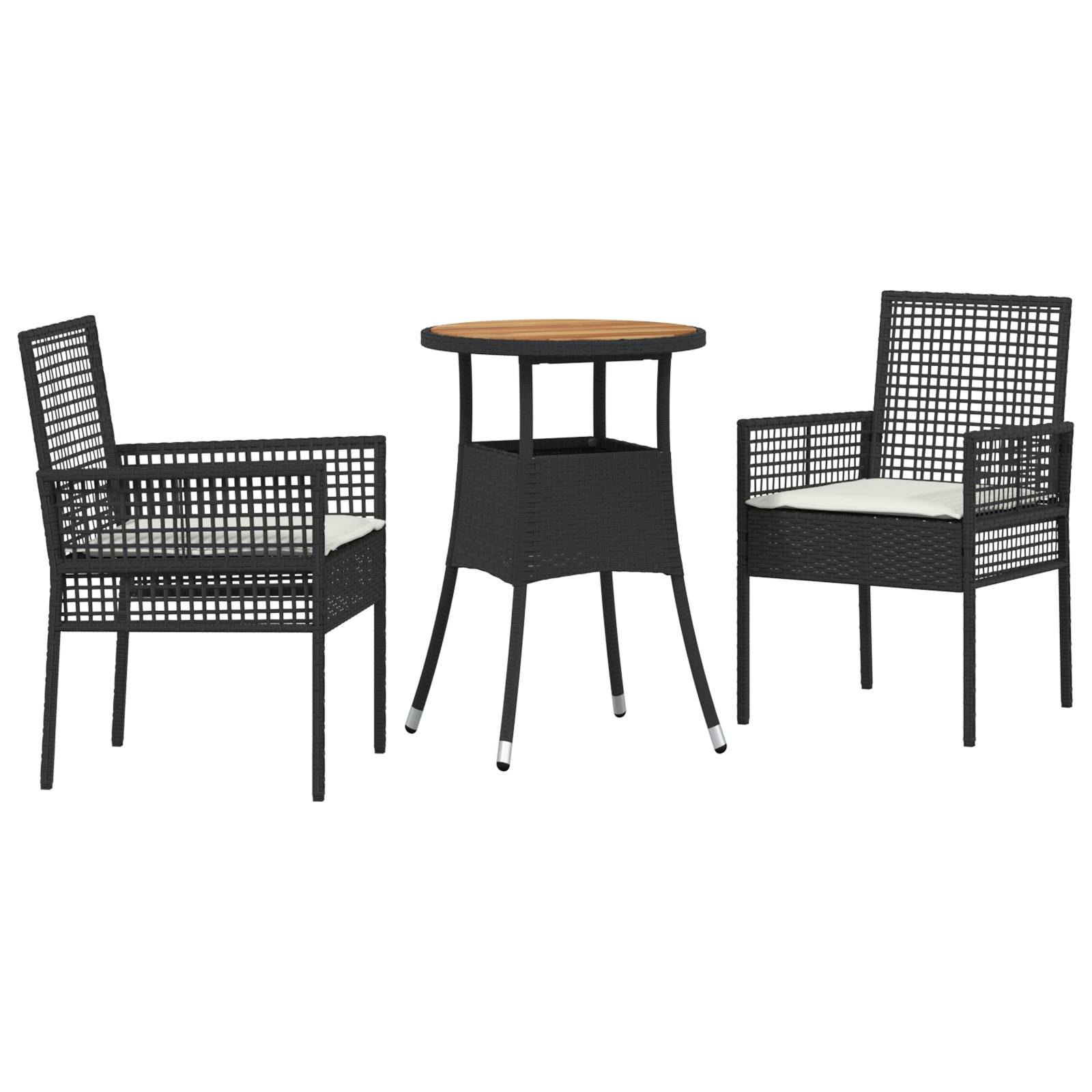 vidaXL 3-tlg. Garten-Essgruppe Schwarz Poly Rattan